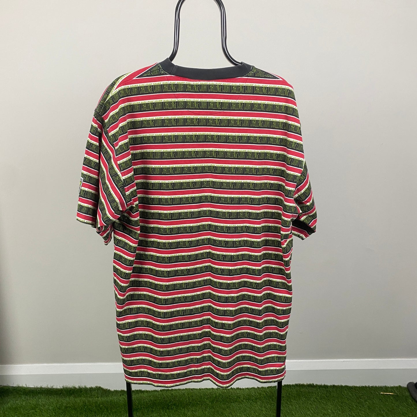 90s Nike Challenge Court Striped T-Shirt Red Large
