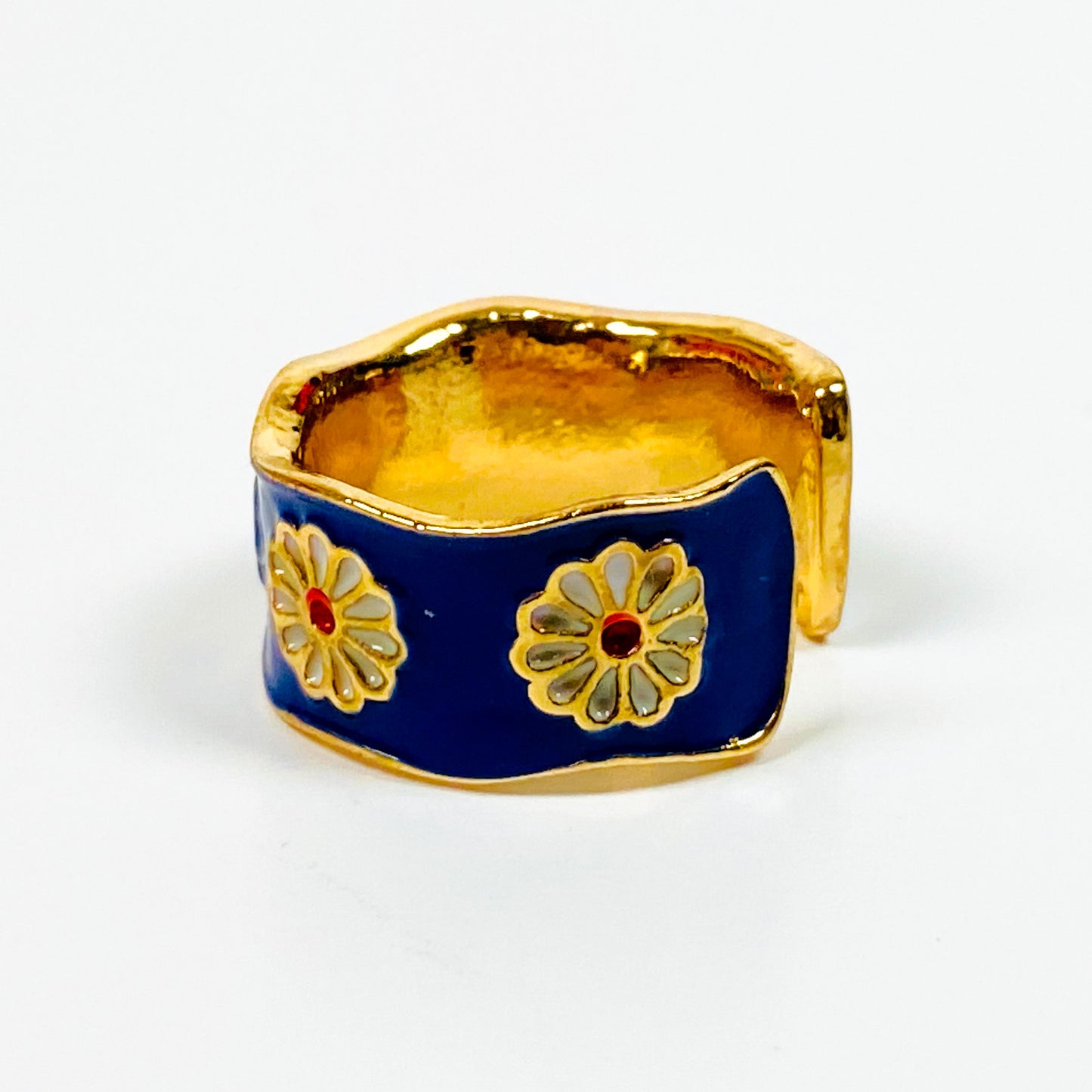 Vintage Retro Adjustable Flower Ring Gold