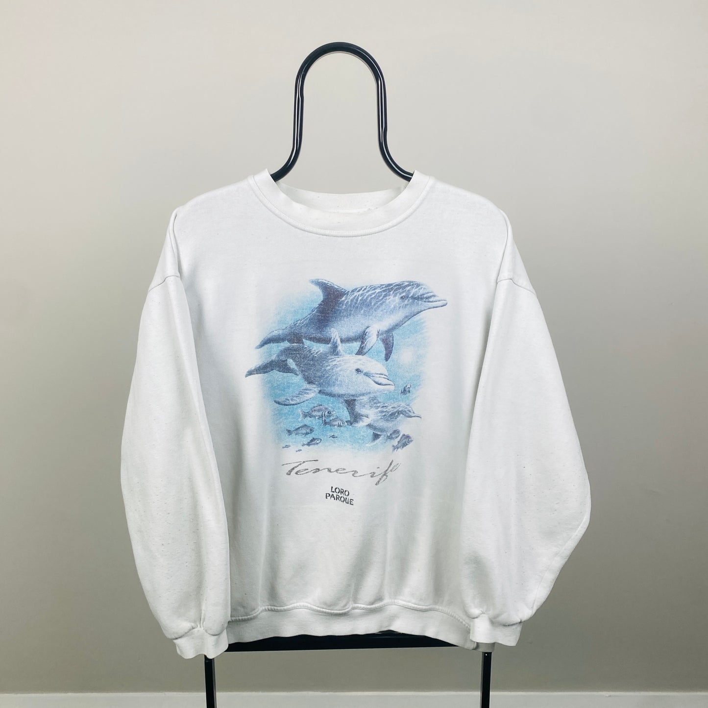 Retro Tenerife Dolphin Sweatshirt White Medium