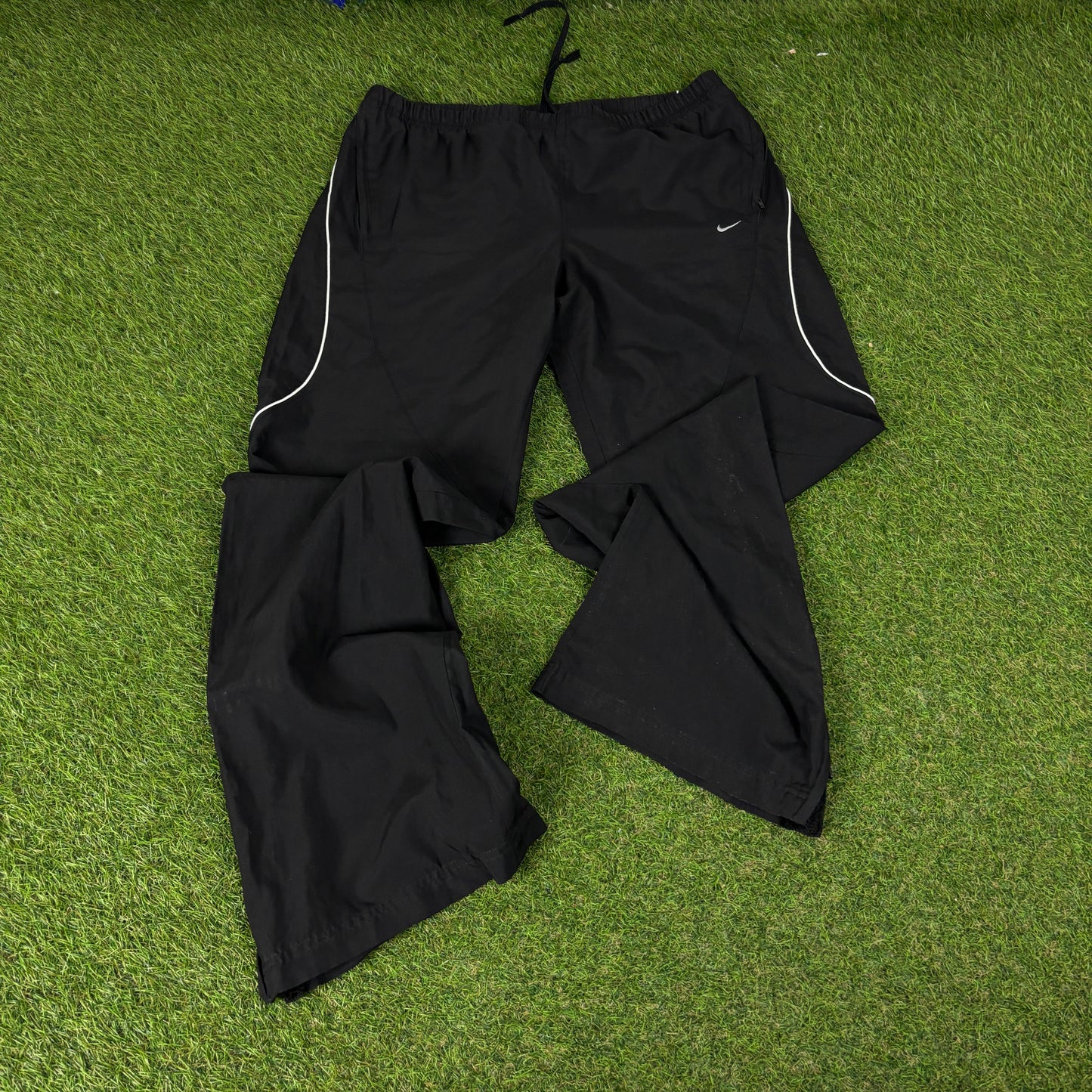 00s Nike Piping Windbreaker Jacket + Joggers Set Black Medium