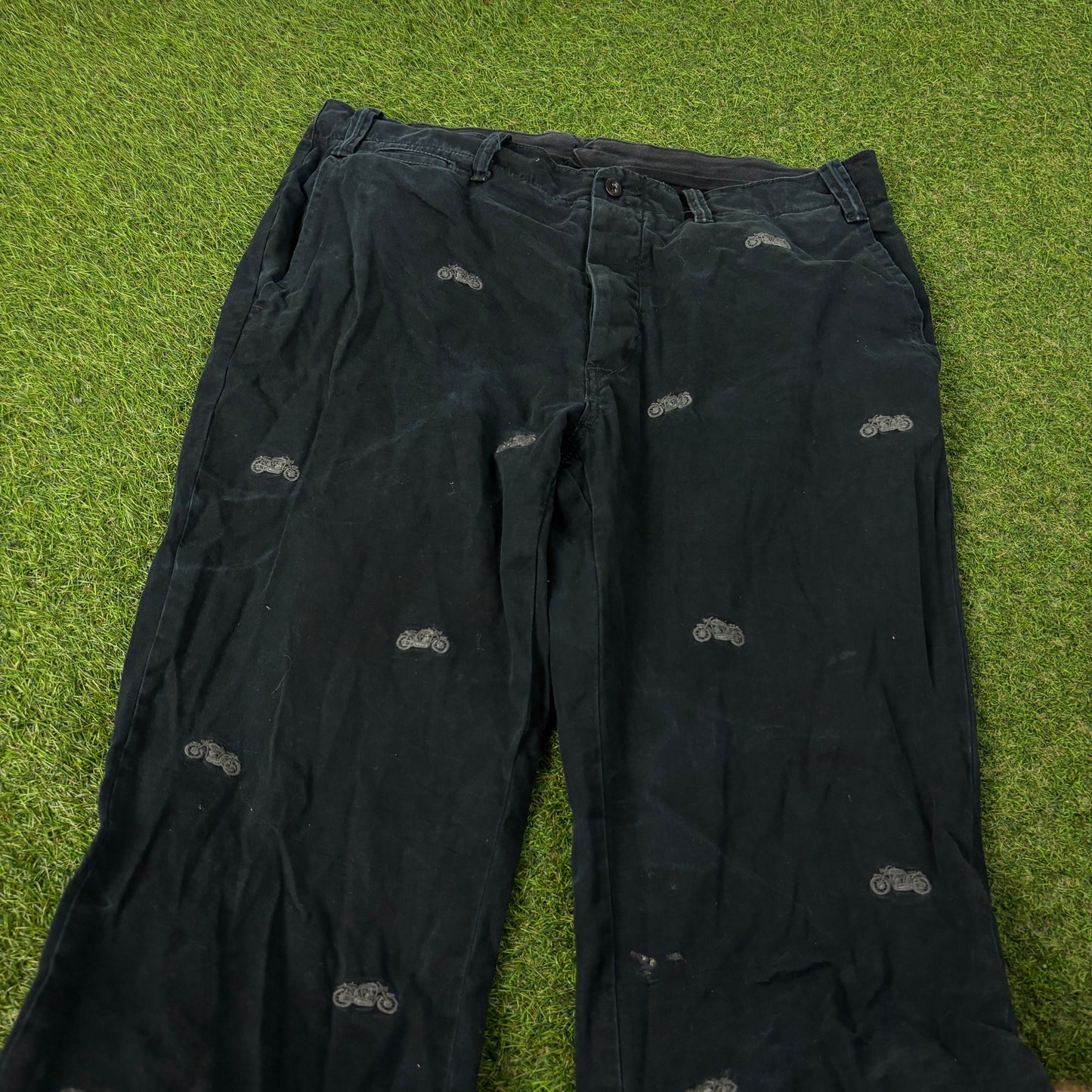 90s Polo Ralph Lauren Biker Chino Trousers Joggers Black Large
