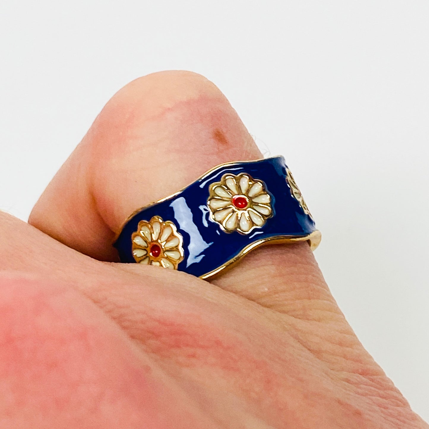 Vintage Retro Adjustable Flower Ring Gold