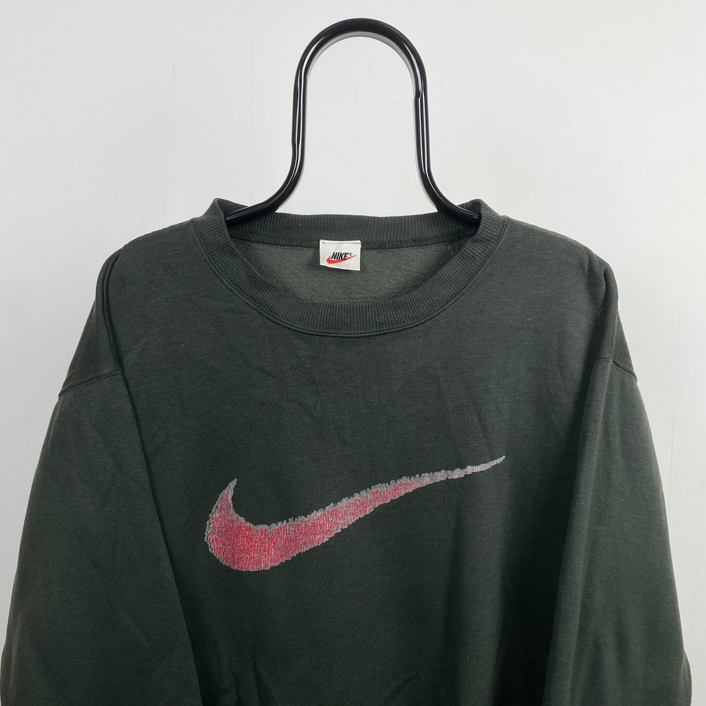 90s Nike Swoosh Sweatshirt Green XL