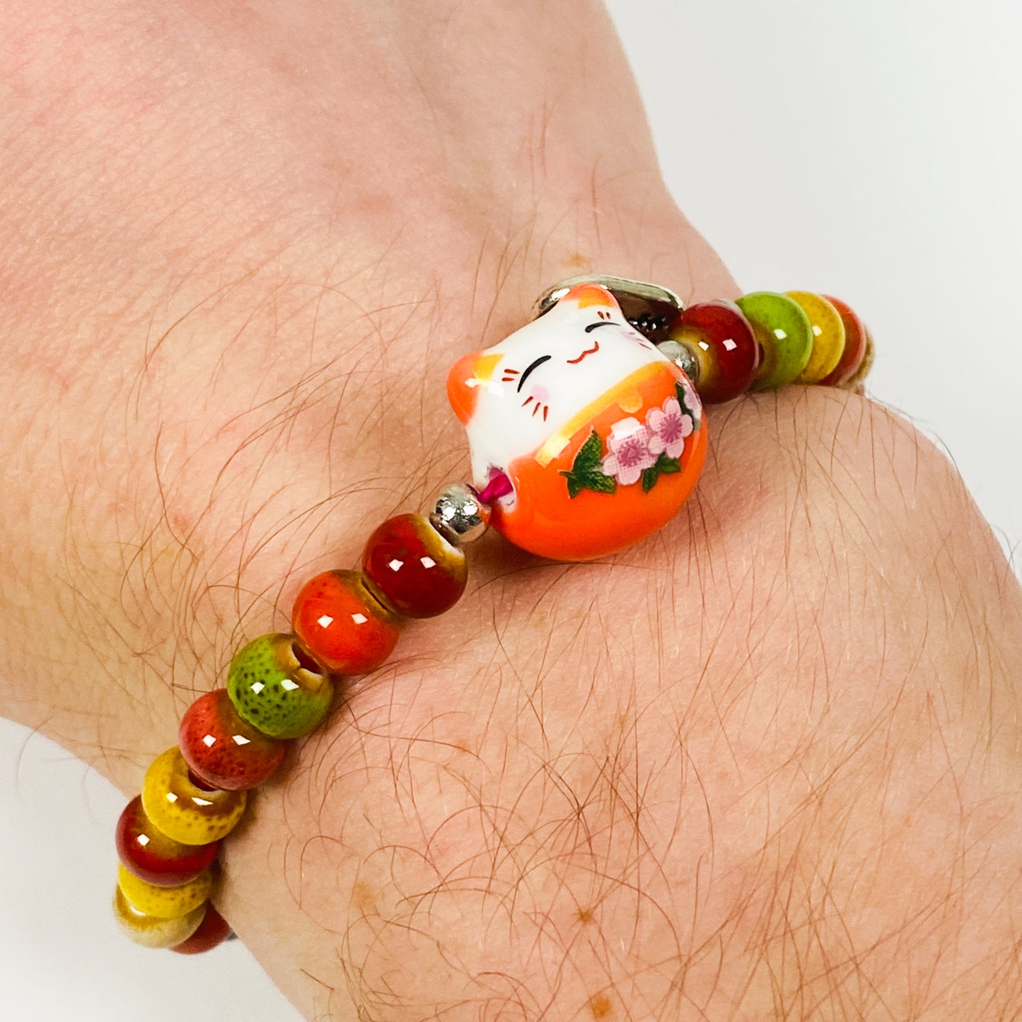 Vintage Lucky Cat Bracelet Necklace Chain Silver