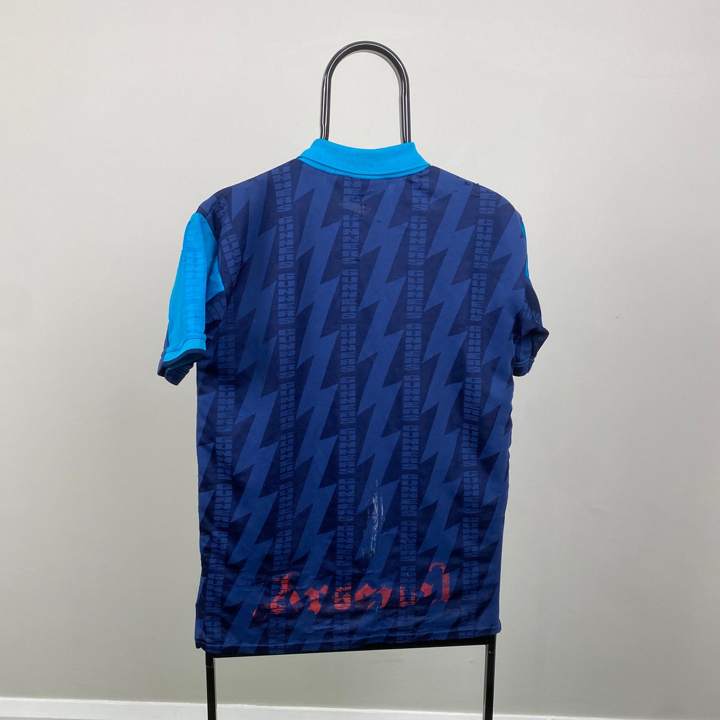 90s Nike Arsenal Football Shirt T-Shirt Blue Small