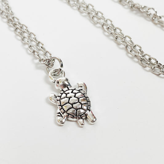 Vintage Turtle Necklace Chain Silver
