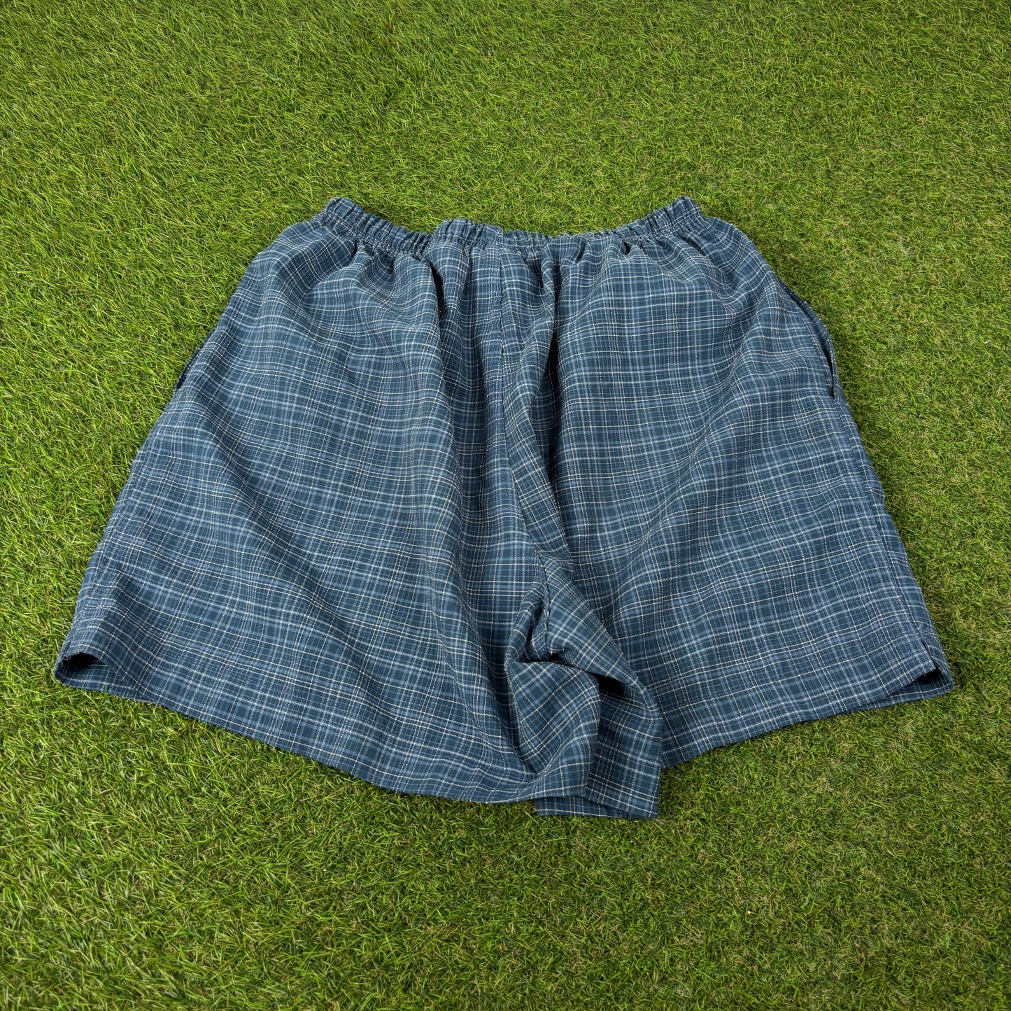 90s Nike Challenge Court Plaid Shorts Blue Large