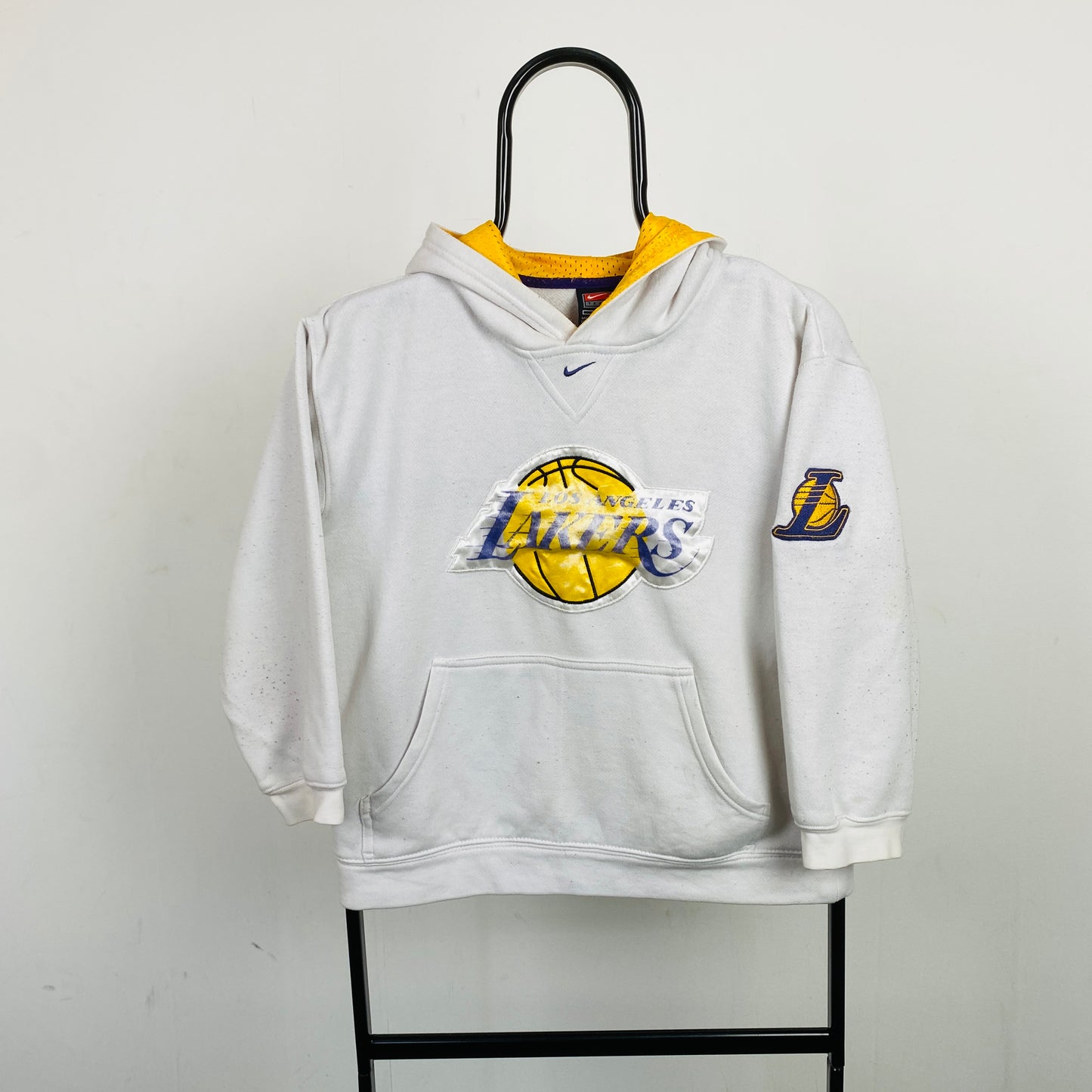 90s Nike Lakers Centre Swoosh Hoodie White XS