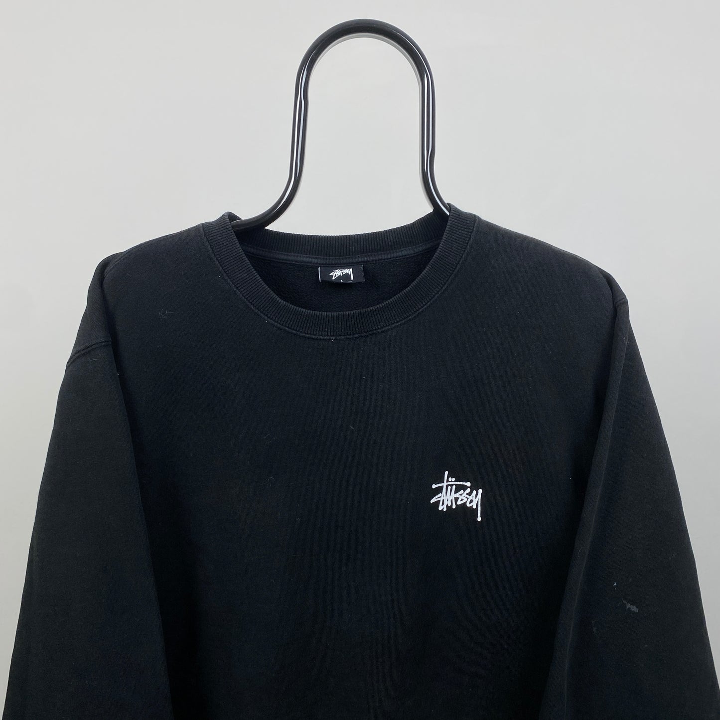 Retro 00s Stussy Sweatshirt Black Large