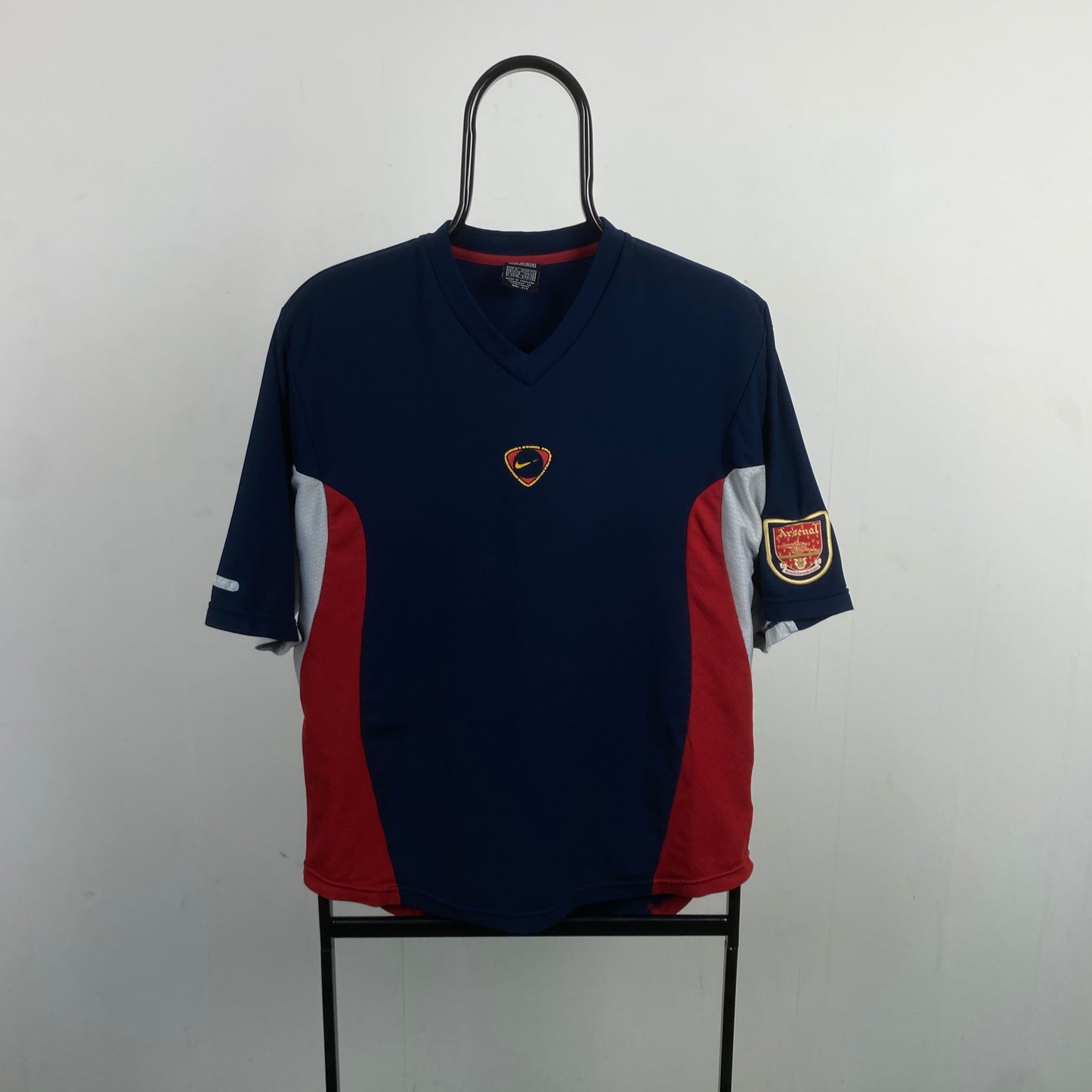 90s Nike Arsenal Football Shirt T-Shirt Blue Small