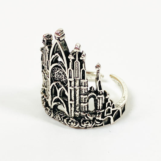 Adjustable Cathedral Ring Silver