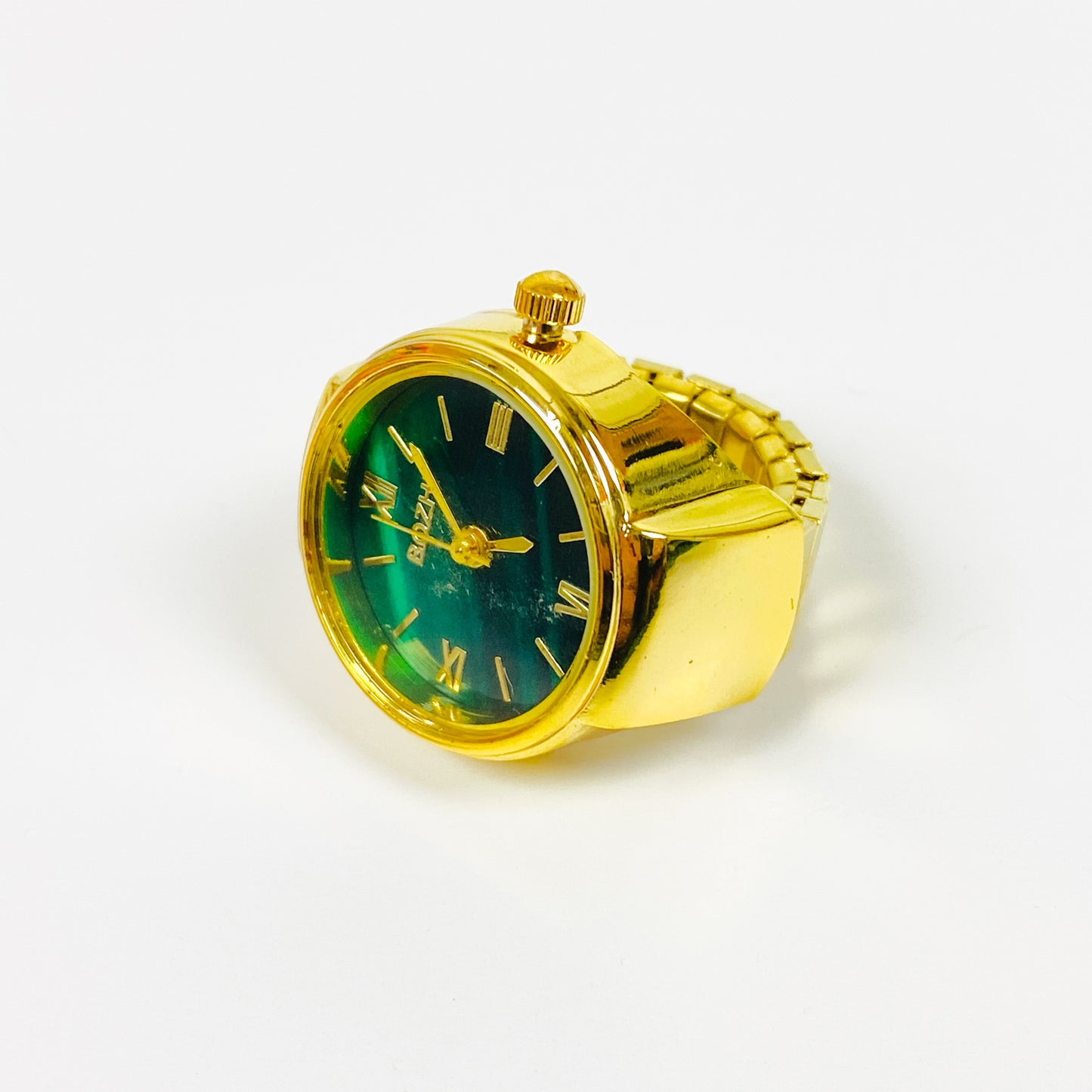 Retro Adjustable Watch Ring Gold Green