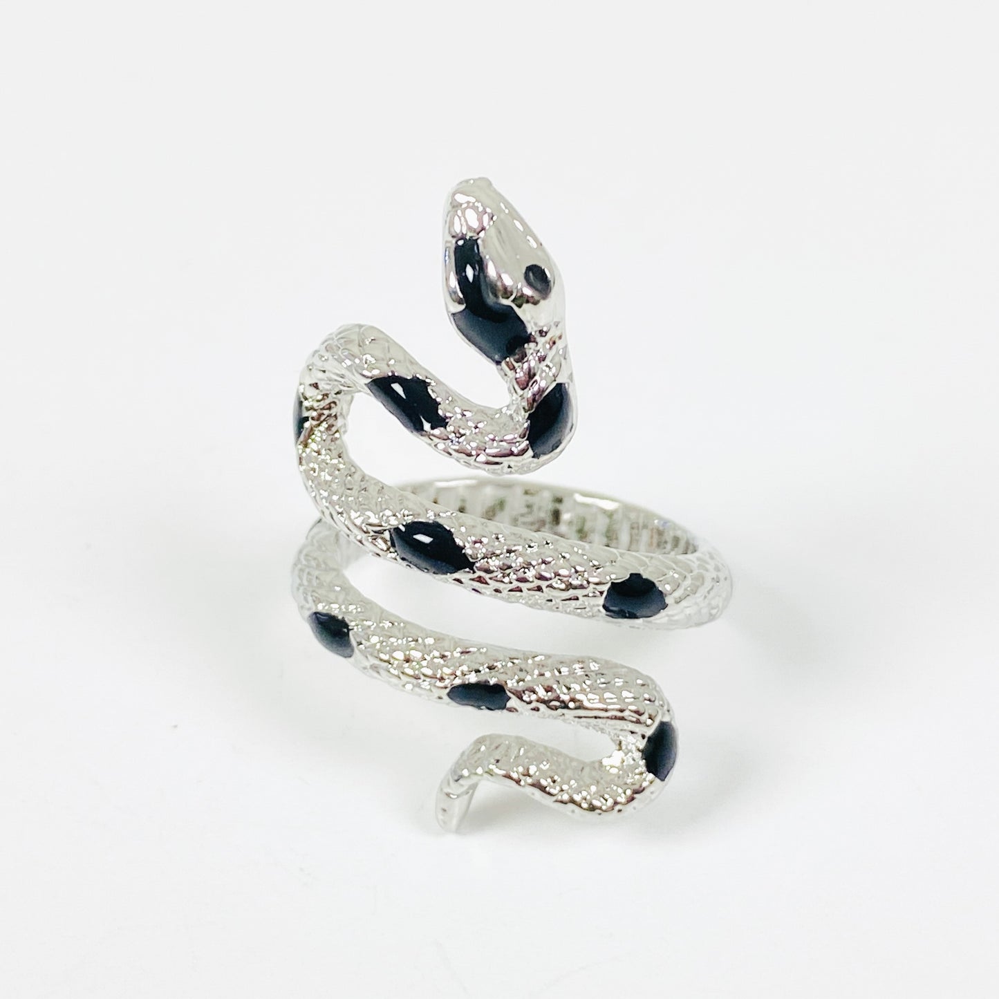 Vintage Adjustable Spinel Snake Ring Silver