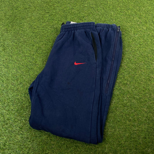 90s Nike Wide Leg Cotton Joggers Blue Small