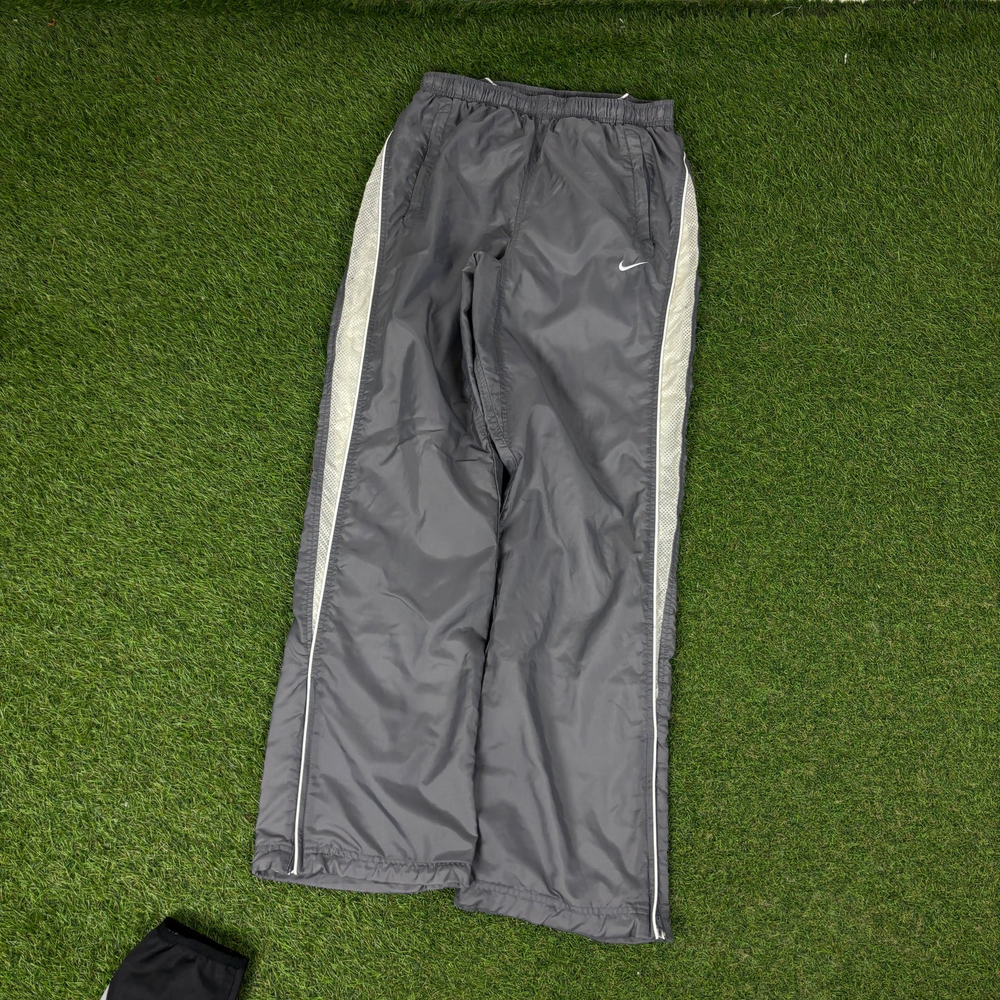 00s Nike Piping Windbreaker Jacket + Joggers Set Black Small