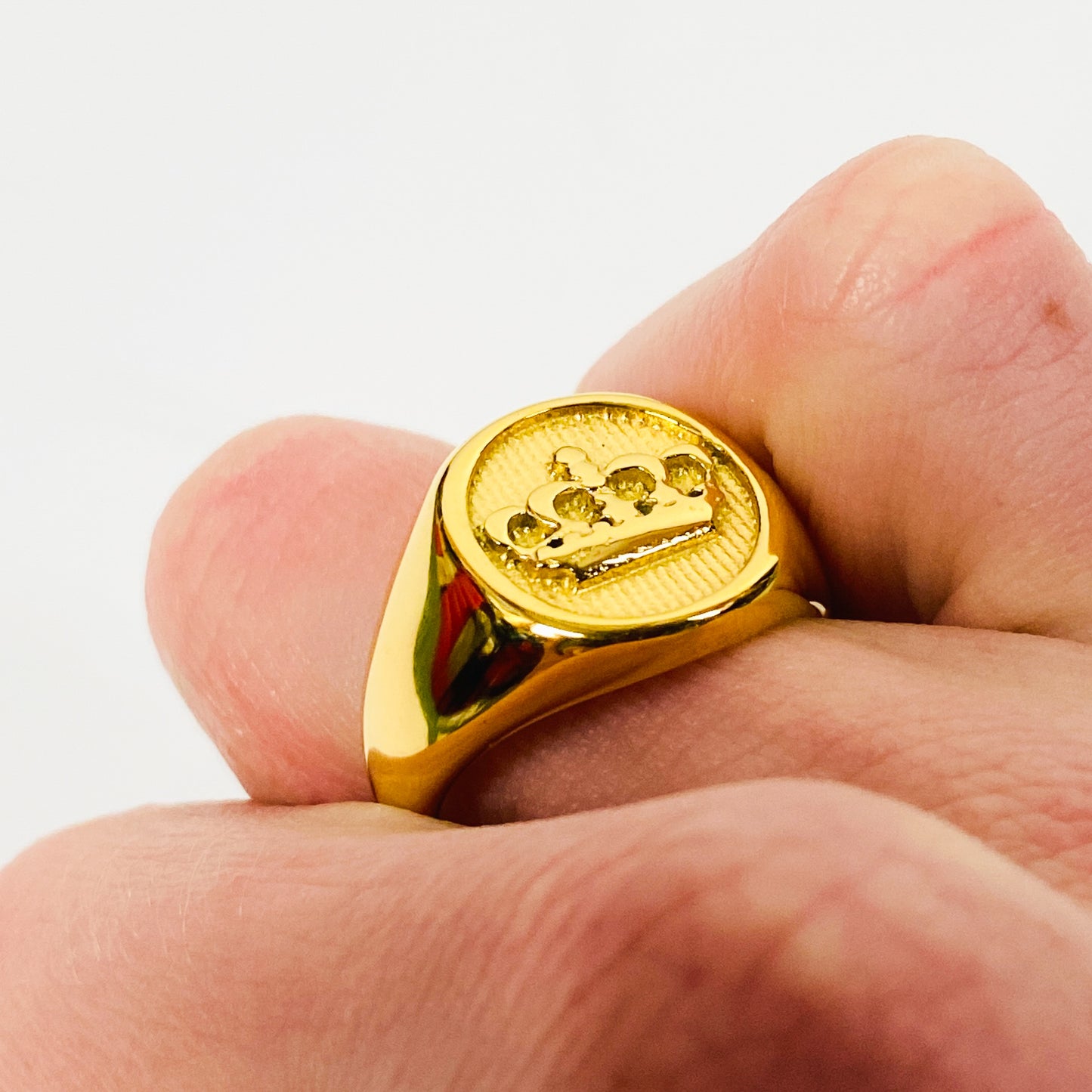 Retro Crown Signet Ring Gold