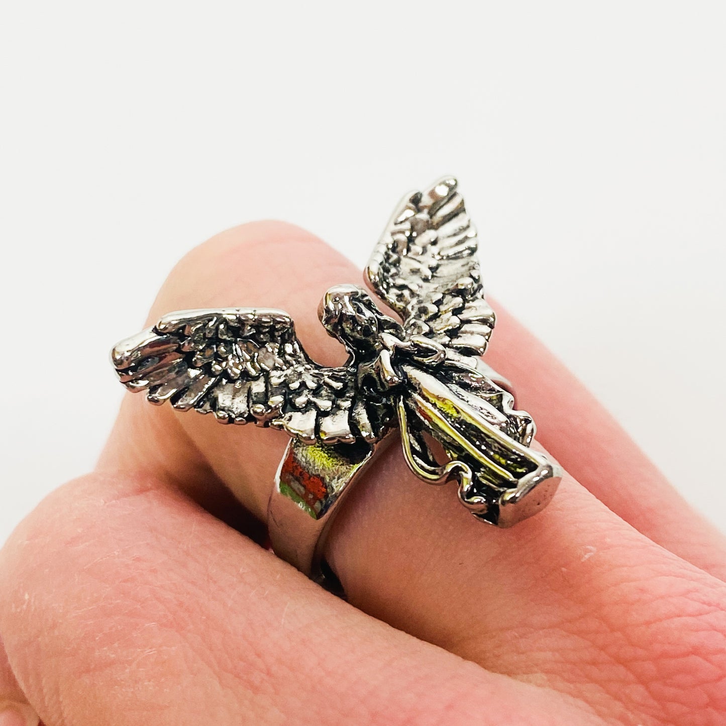 Retro Adjustable Angel Ring Silver