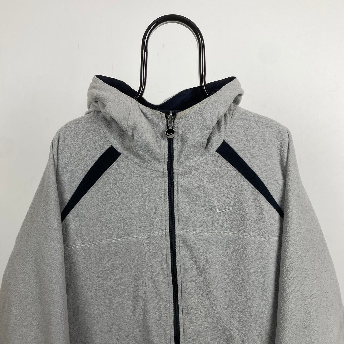 00s Nike Reversible Fleece Coat Jacket Black Brown Large
