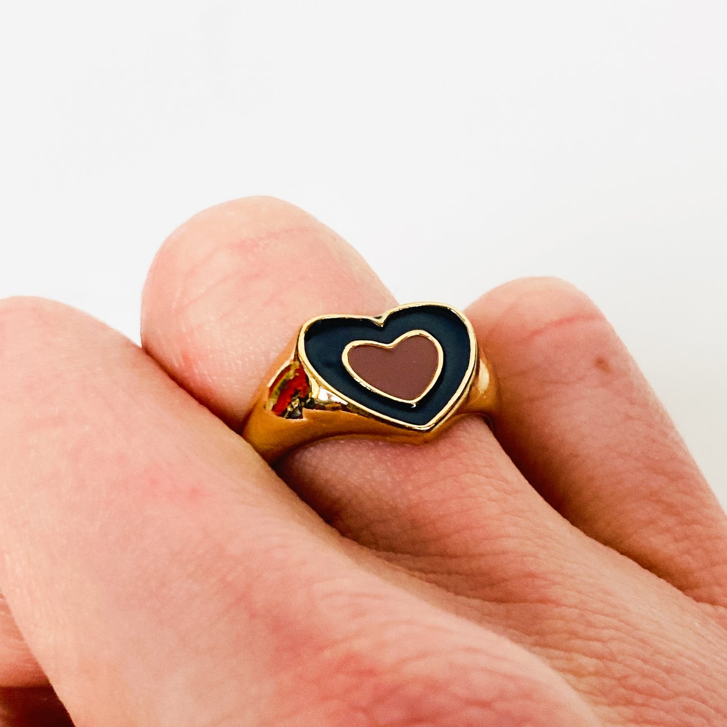 Retro Adjustable Heart Ring Gold