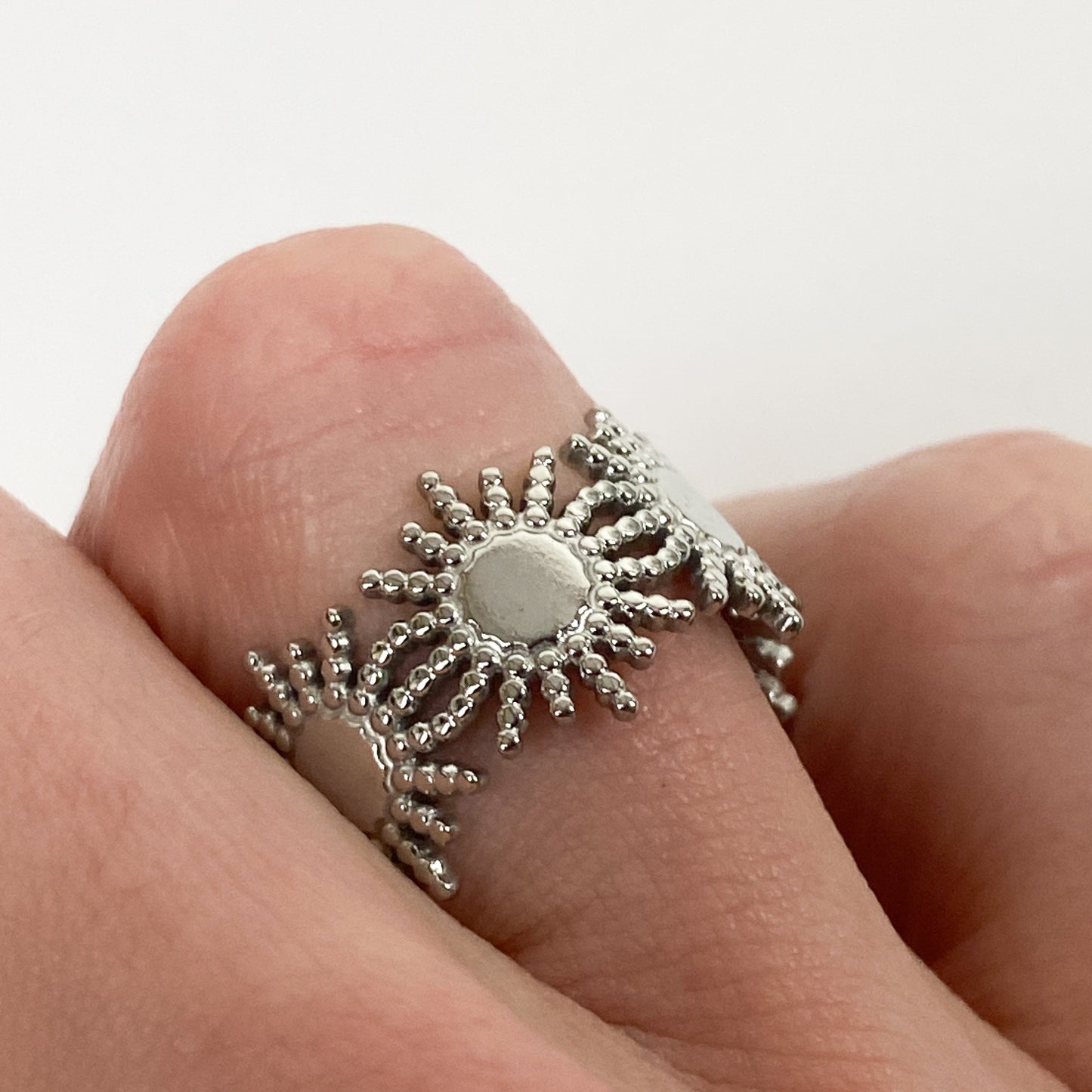 Retro Adjustable Sun Ring Silver