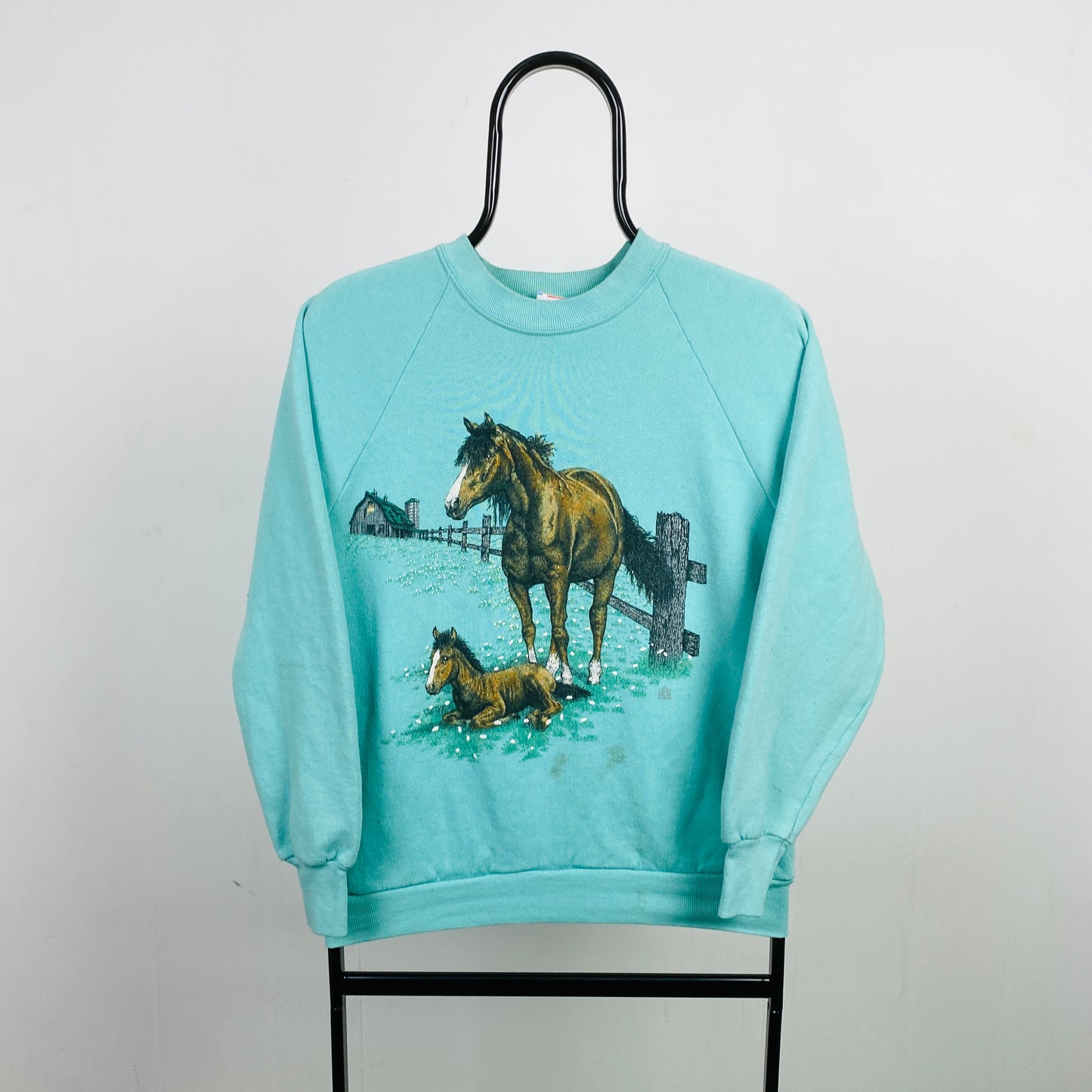 Retro Horse Sweatshirt Blue Small