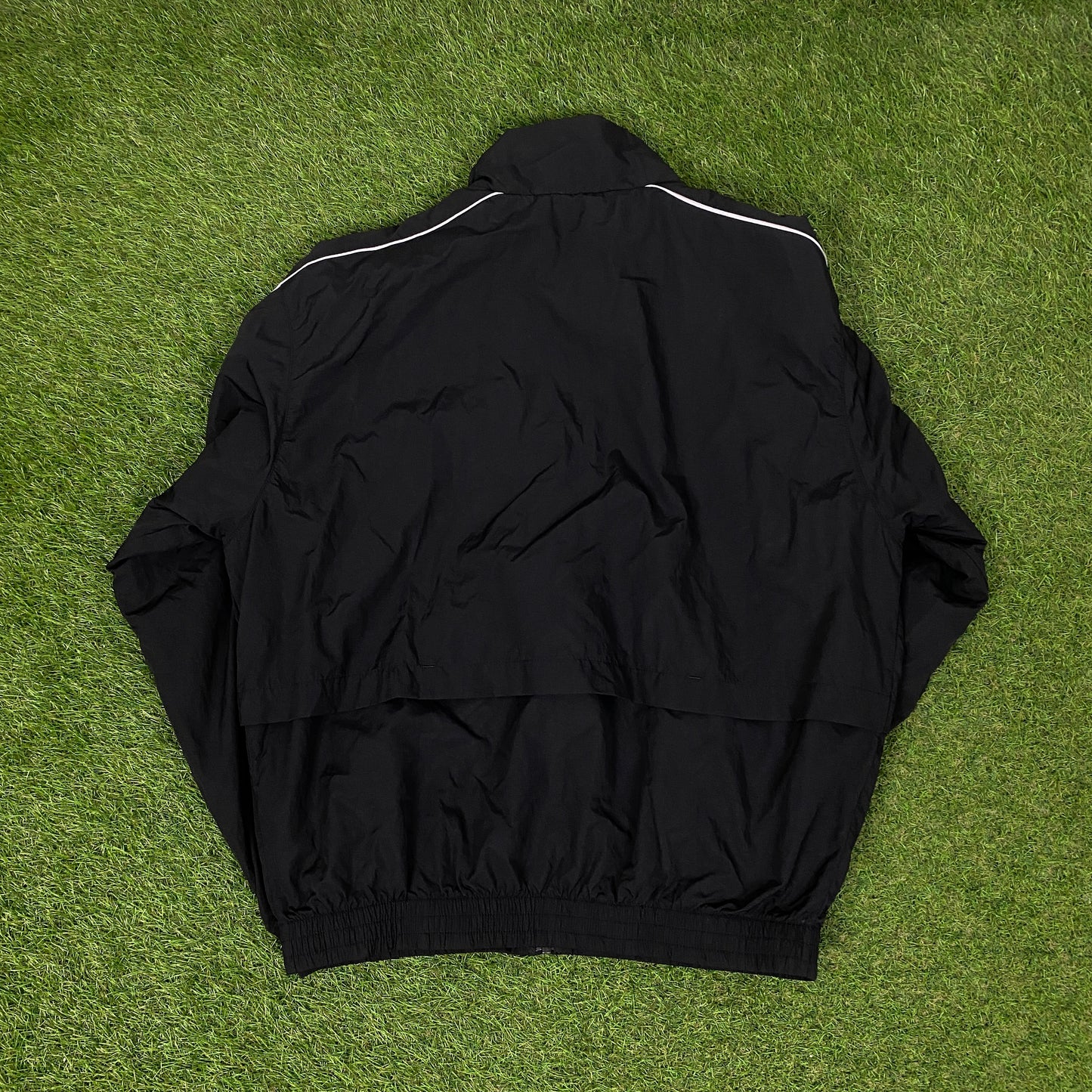 00s Nike Reflective Piping Windbreaker Jacket + Joggers Set Black Small/XS