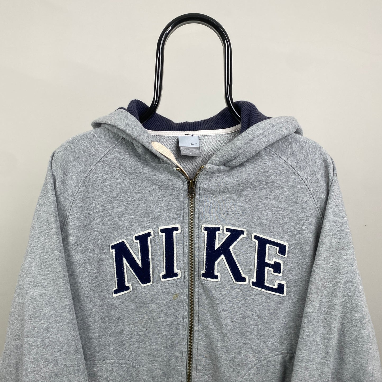 00s Nike Zip Up Hoodie Grey Large