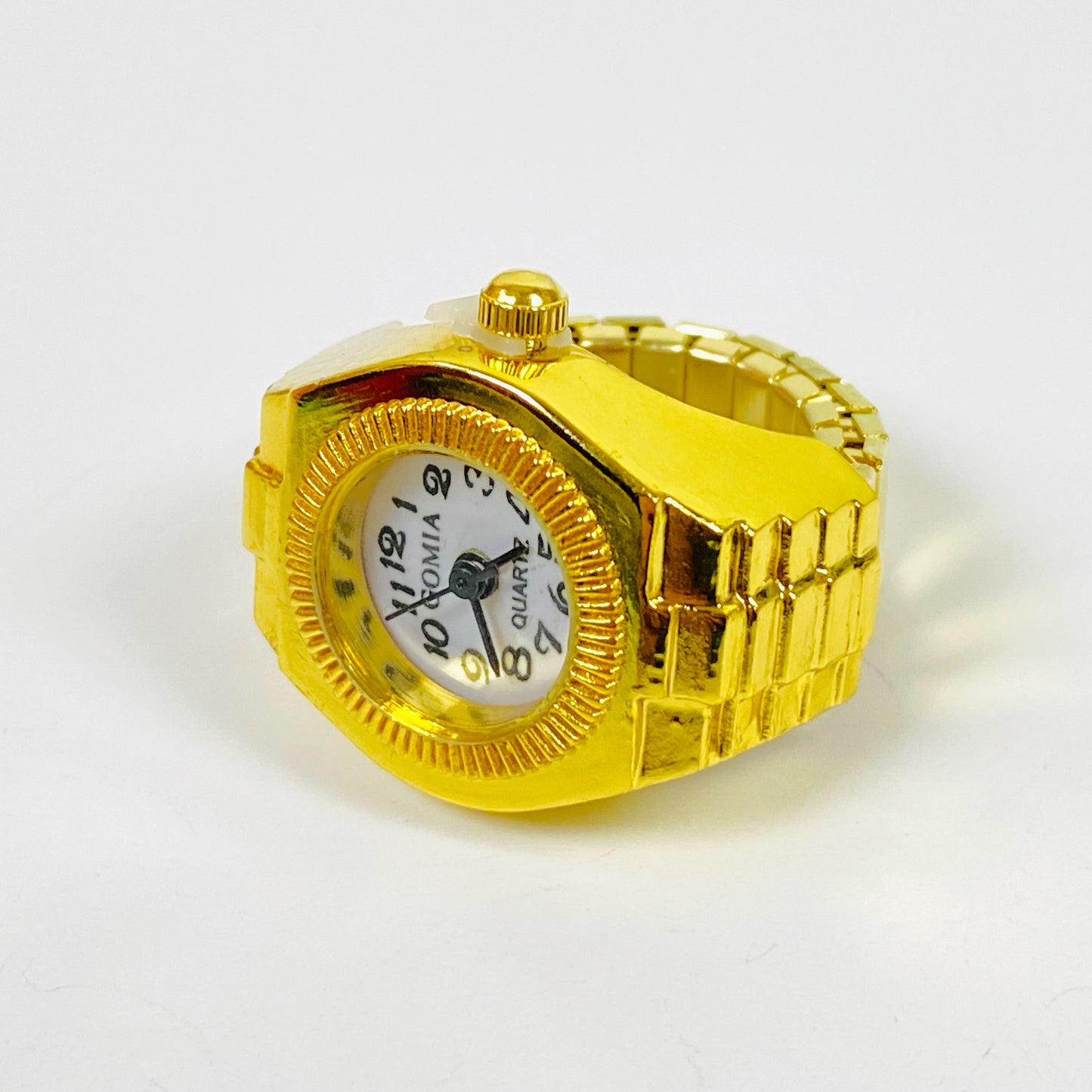 Retro Adjustable Watch Ring Gold White