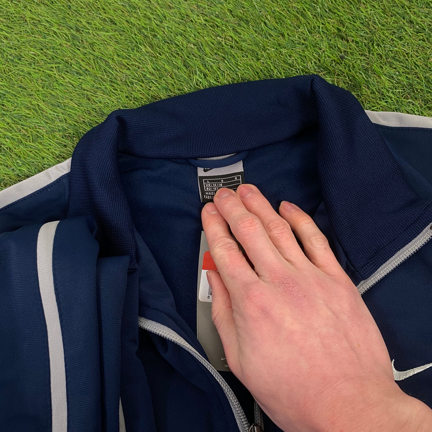 00s Nike Piping Windbreaker Jacket + Joggers Tracksuit Set Blue XS