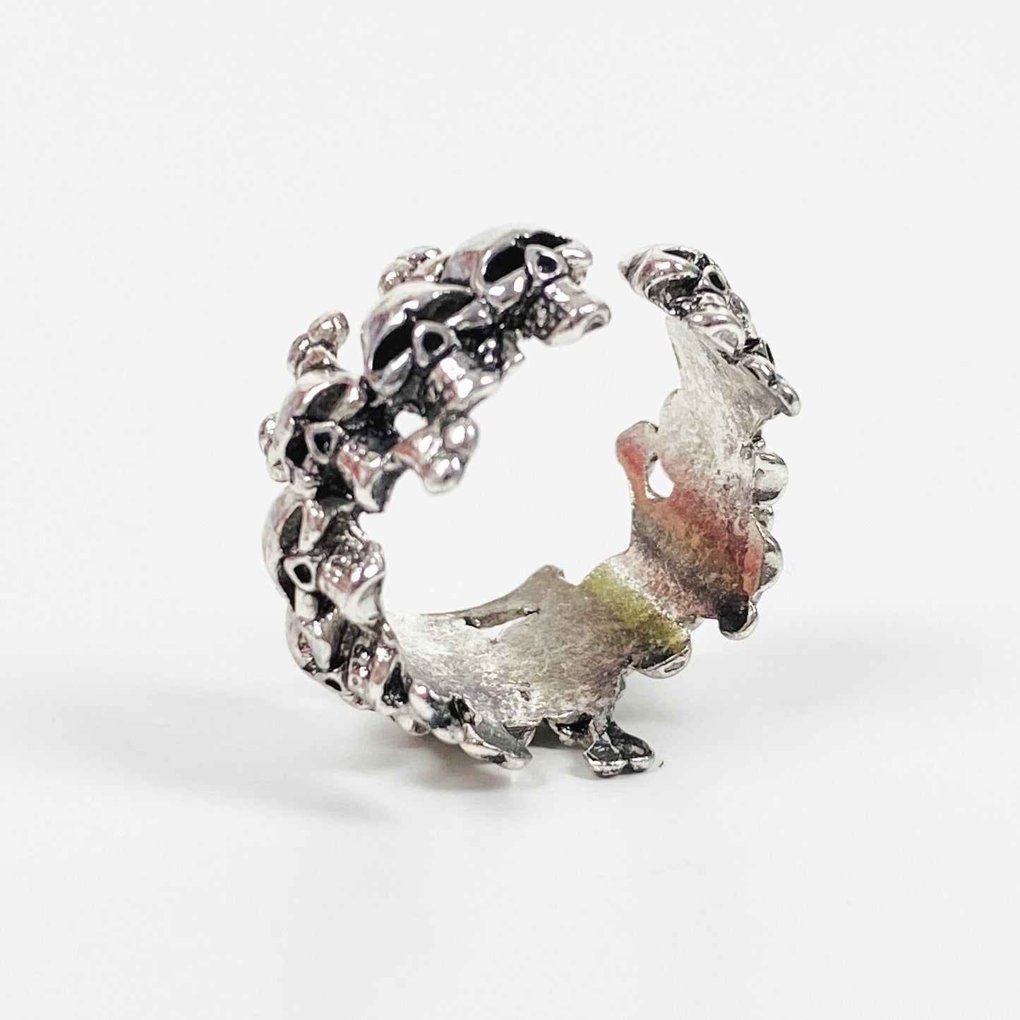 Vintage Retro Adjustable Skull Ring Silver