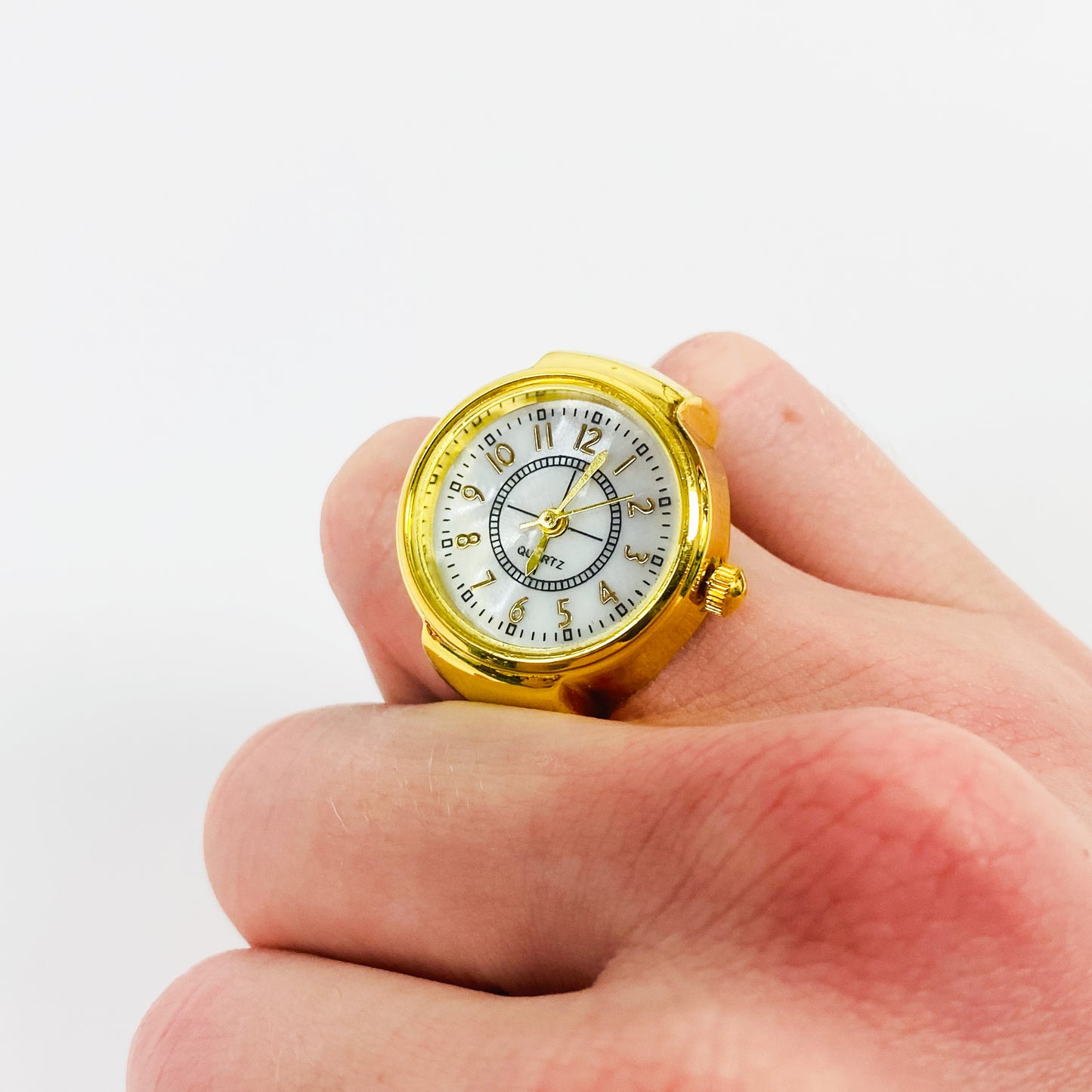 Retro Adjustable Watch Ring Gold White