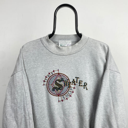 Retro 90s Sweater Shop Sweatshirt Grey XS/Small