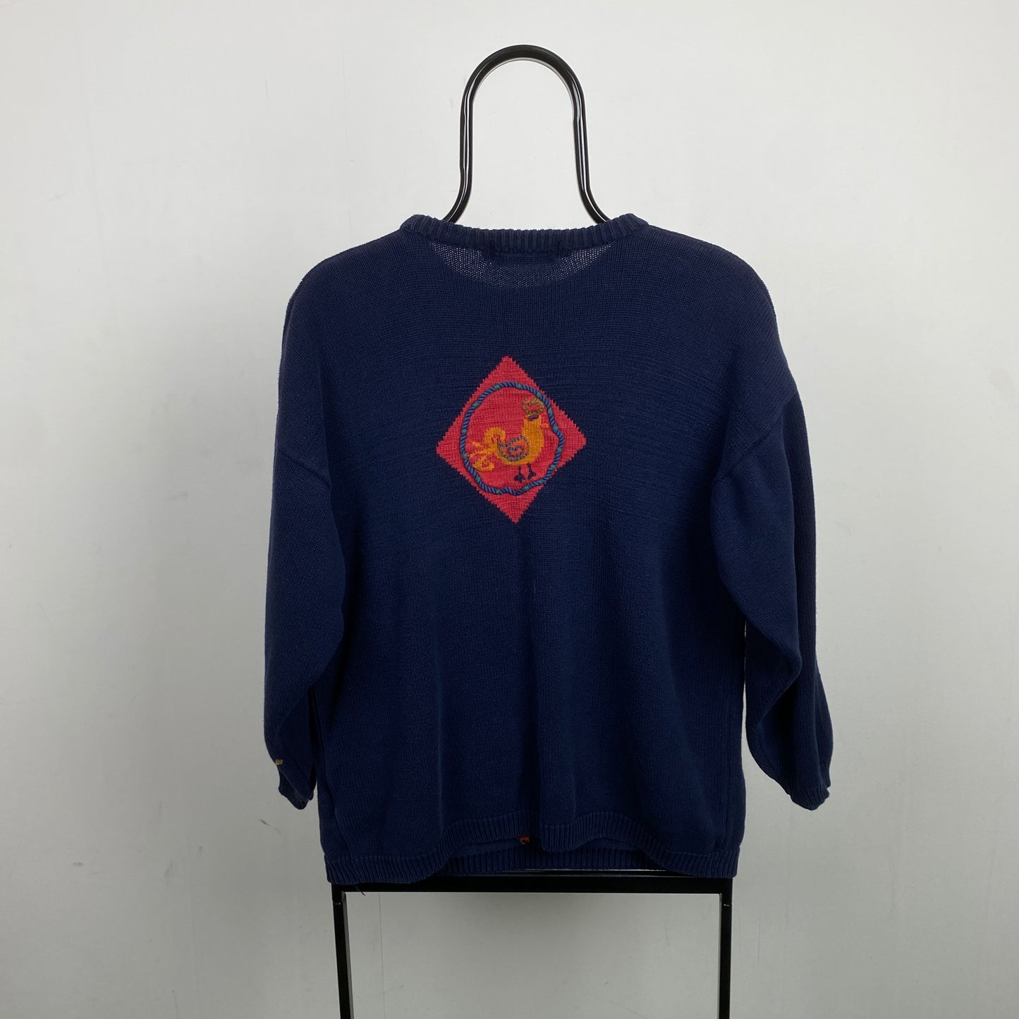 Retro Tulchan Knit Sweatshirt Blue Large