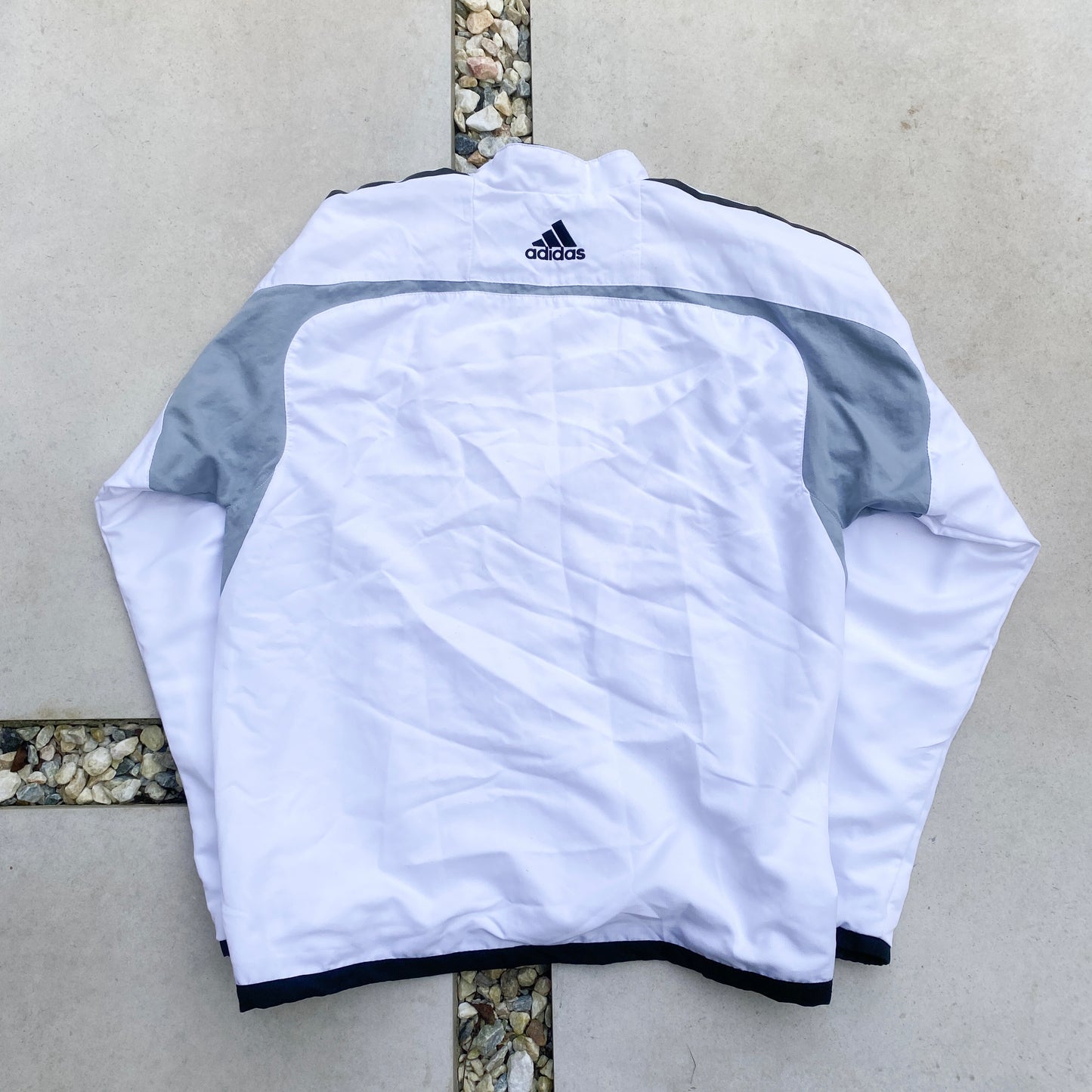 2004/05 Adidas Real Madrid Piping Tracksuit Jacket + Joggers Set White Large