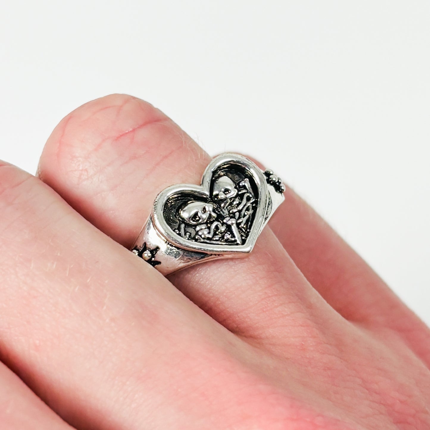Skeleton Love Ring Silver