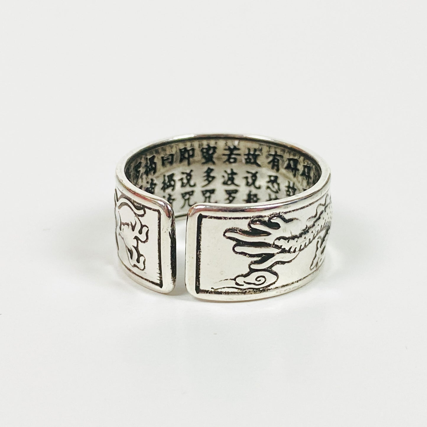 Vintage Retro Adjustable Dragon Ring Silver