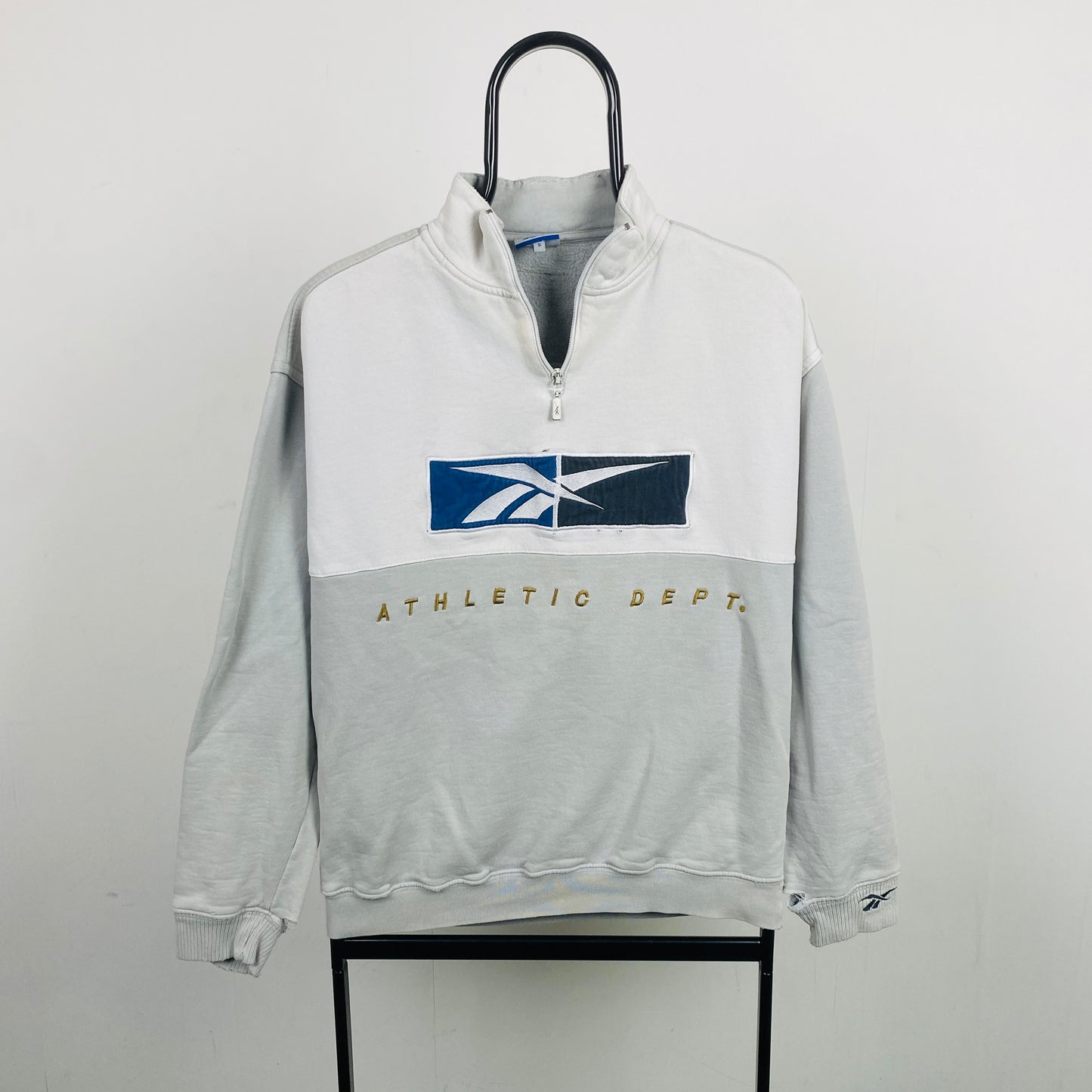 Retro Reebok 1/4 Zip Sweatshirt Grey Small