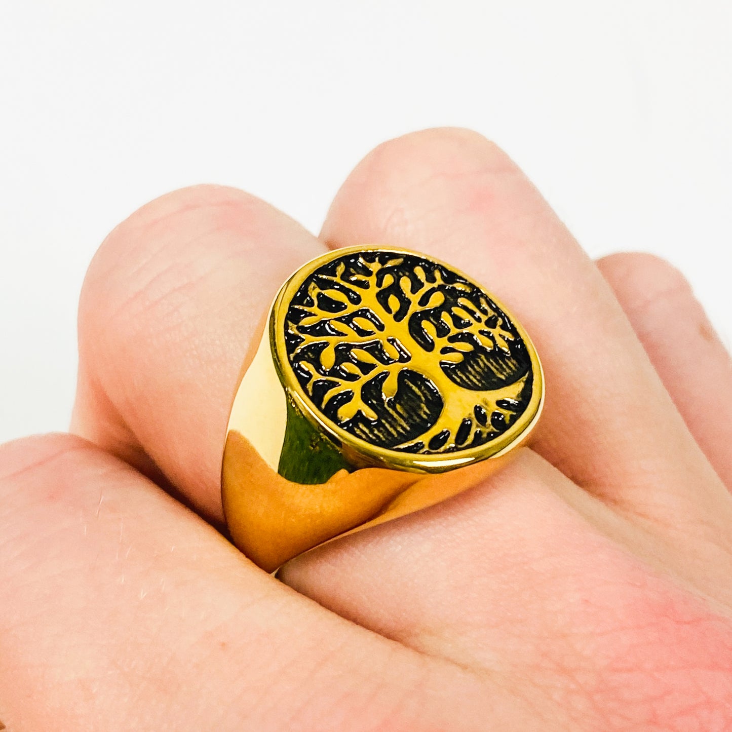 Vintage Tree Of Life Signet Ring Gold