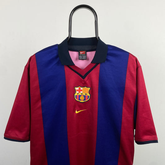 90s Nike Barcelona Football Shirt T-Shirt Red Medium
