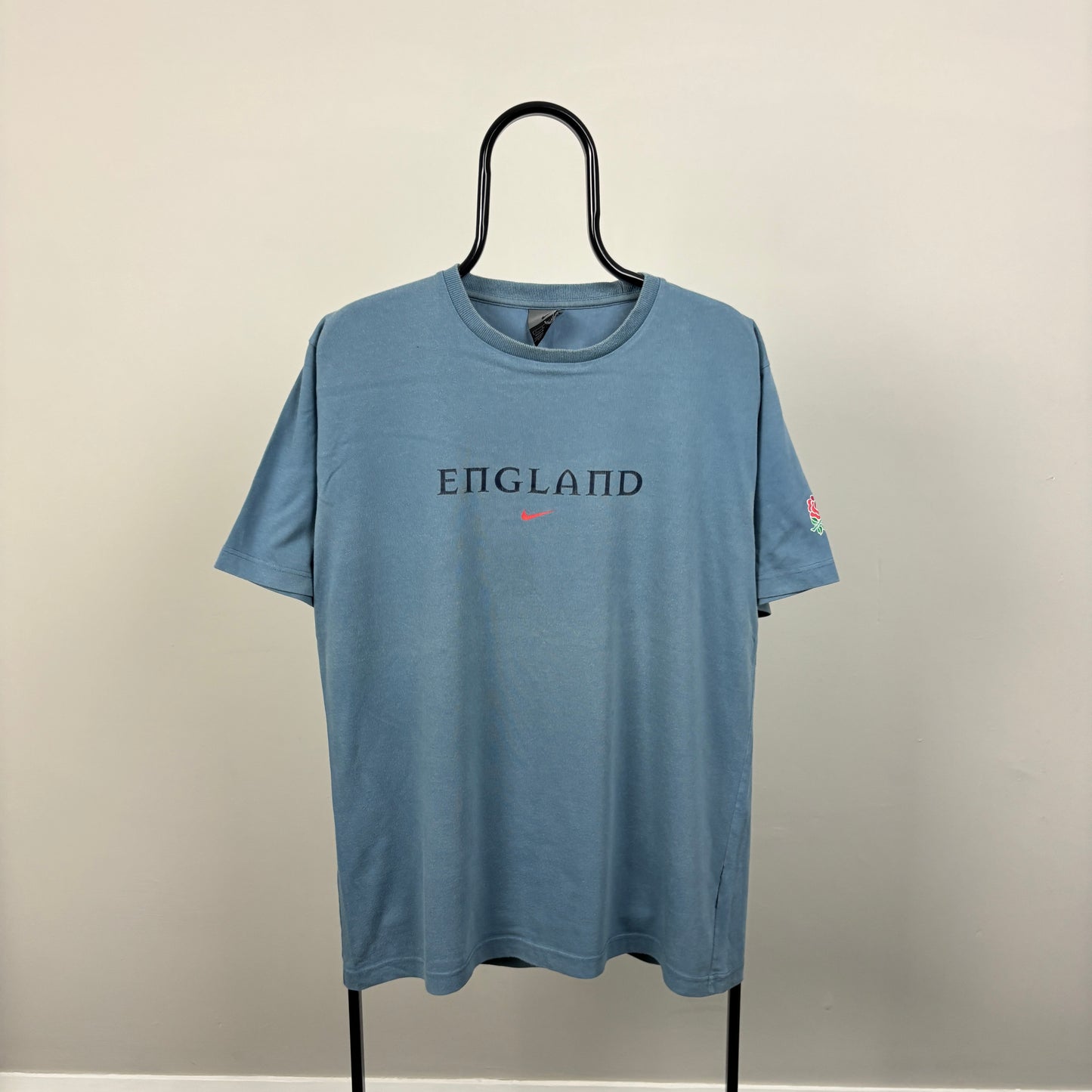 00s Nike England Rugby T-Shirt Blue Large