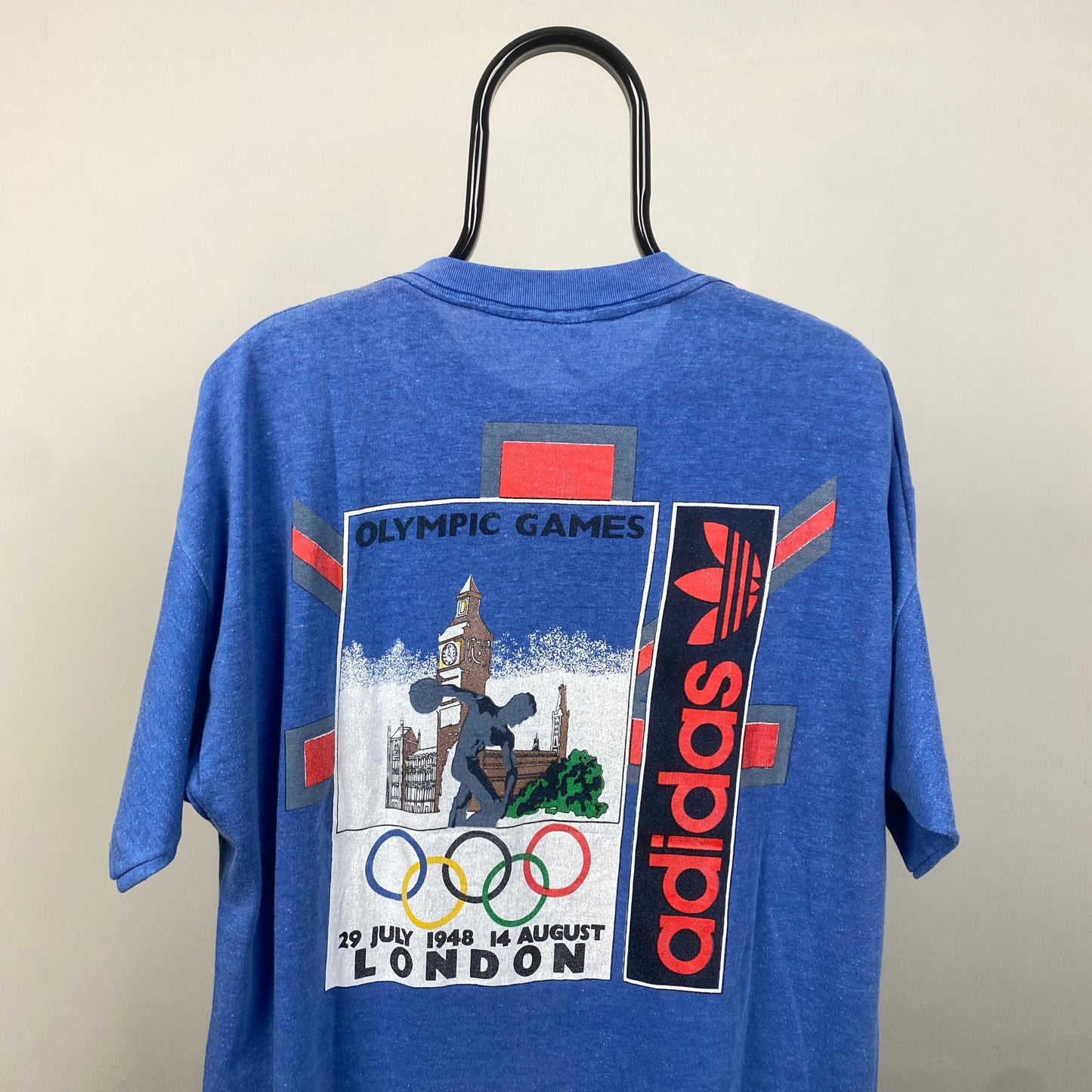 90s Adidas Olympics T-Shirt Blue Medium