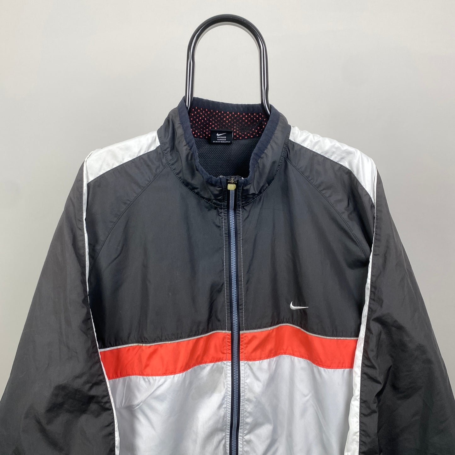 90s Nike Piping Windbreaker Jacket Black XL