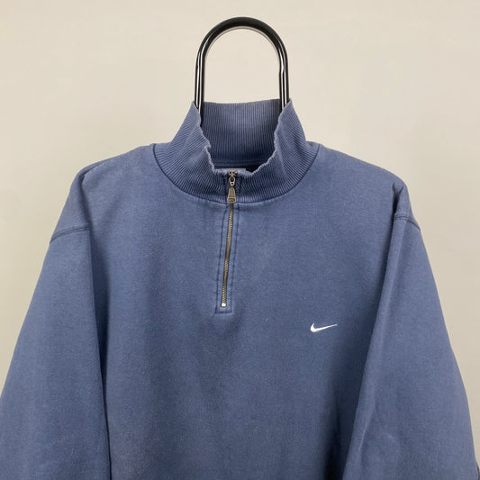 00s Nike 1/4 Zip Sweatshirt Blue Large
