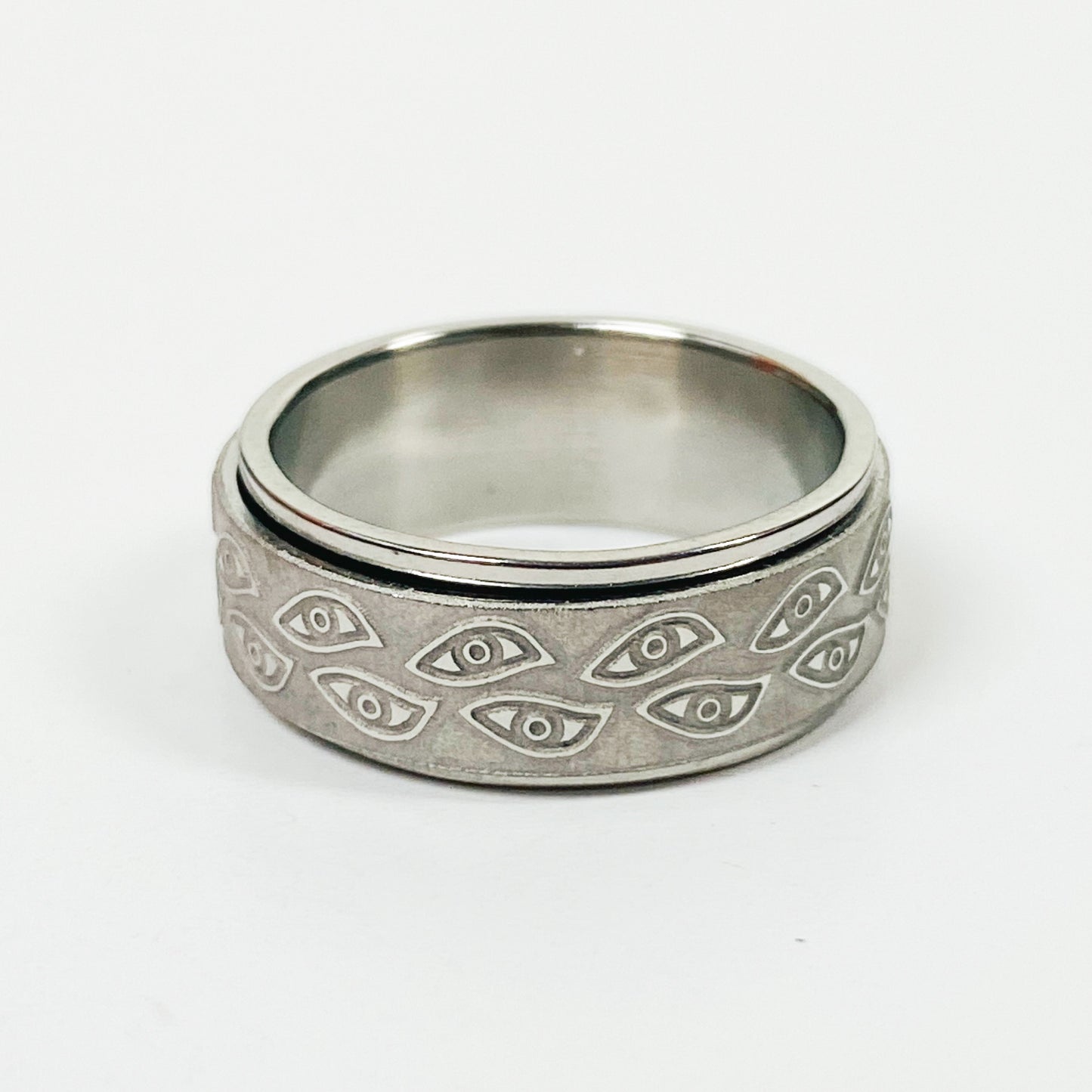Retro Spinning Eye Ring Silver