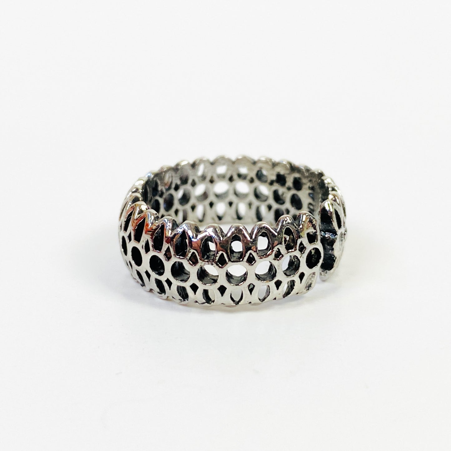 Vintage Retro Adjustable Hive Ring Silver