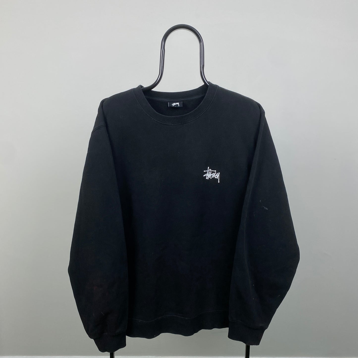 Retro 00s Stussy Sweatshirt Black Large