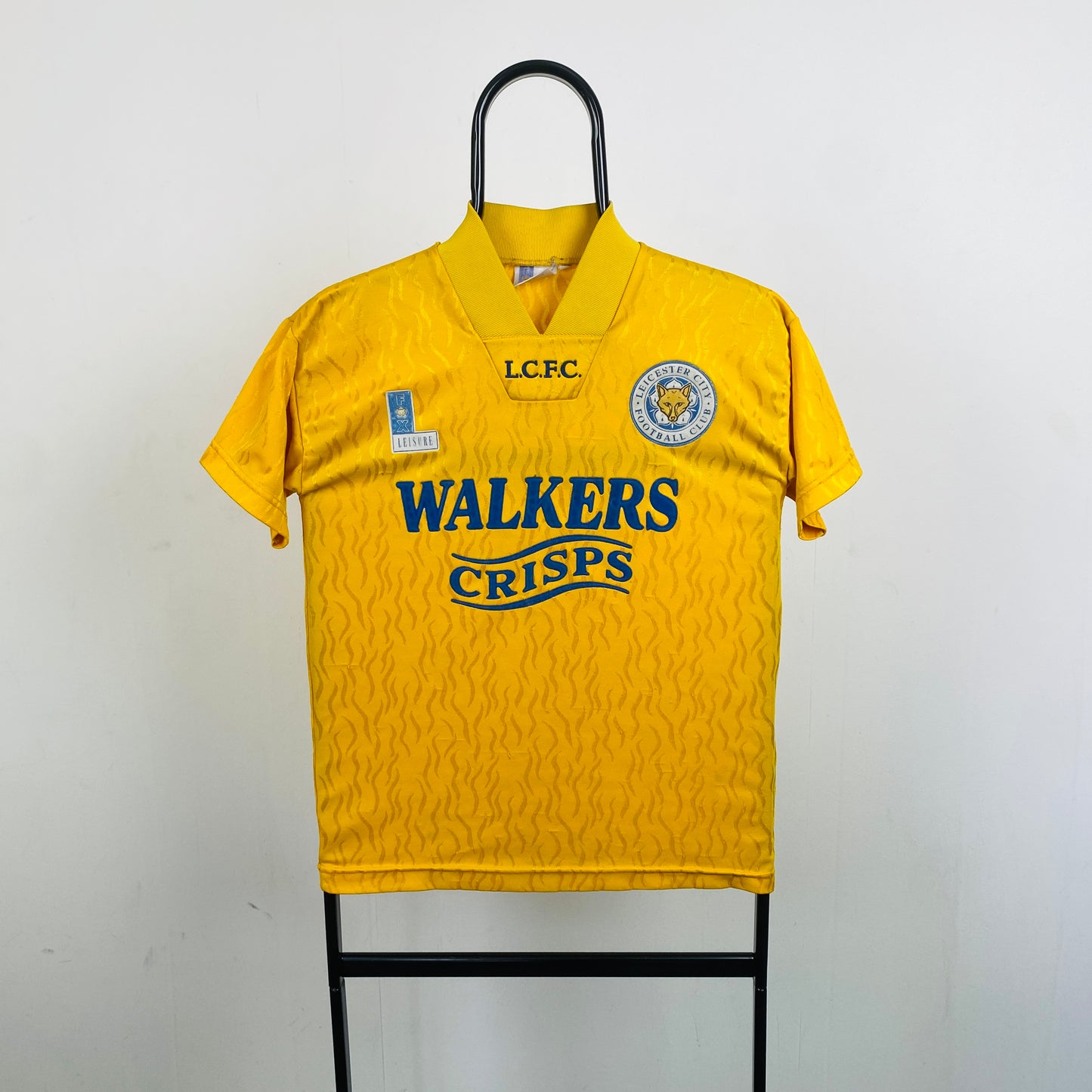 Retro Leicester City Football Shirt T-Shirt Yellow XS