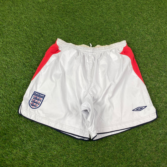 Retro Umbro England Football Shorts White Medium