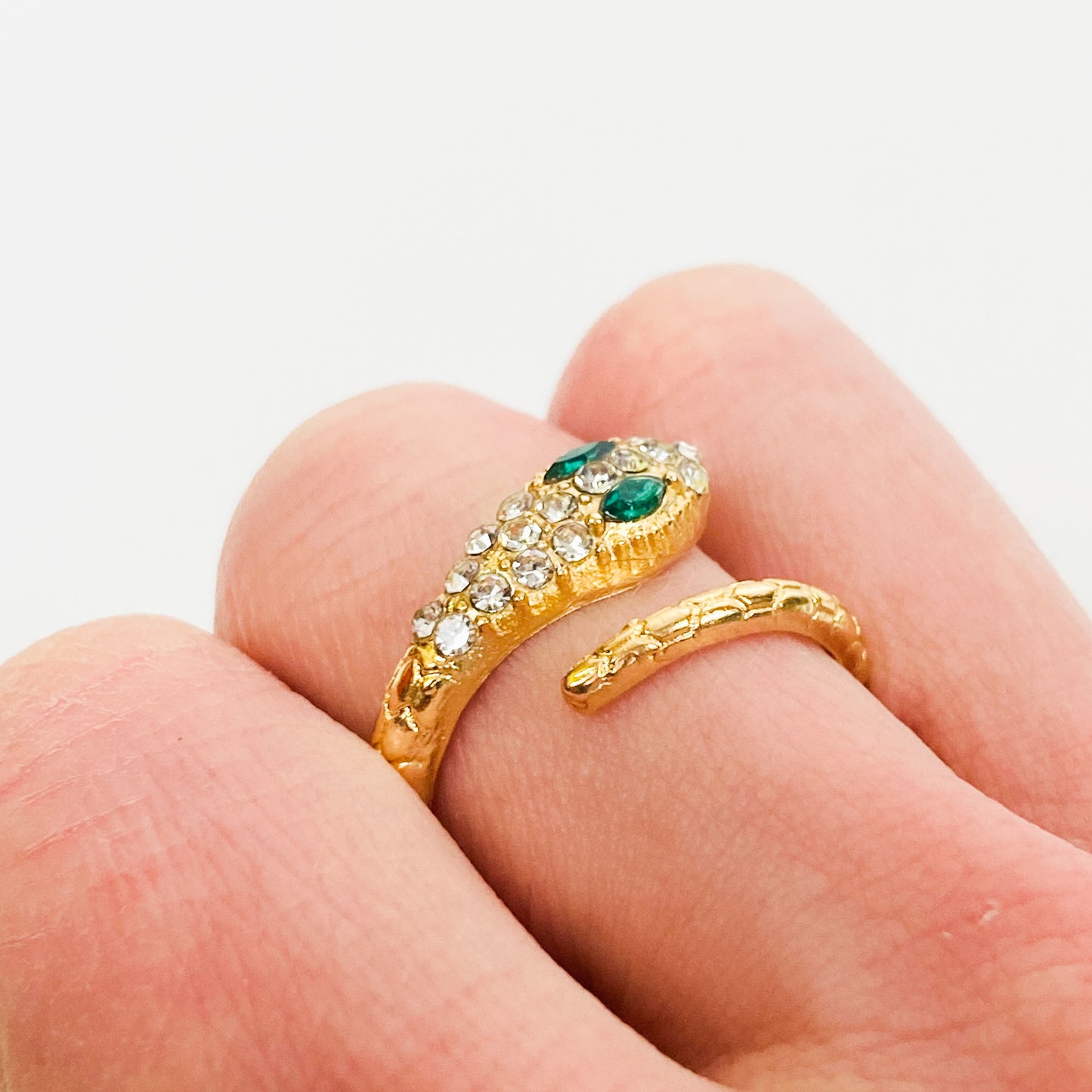 Adjustable Zirconia Snake Ring Gold