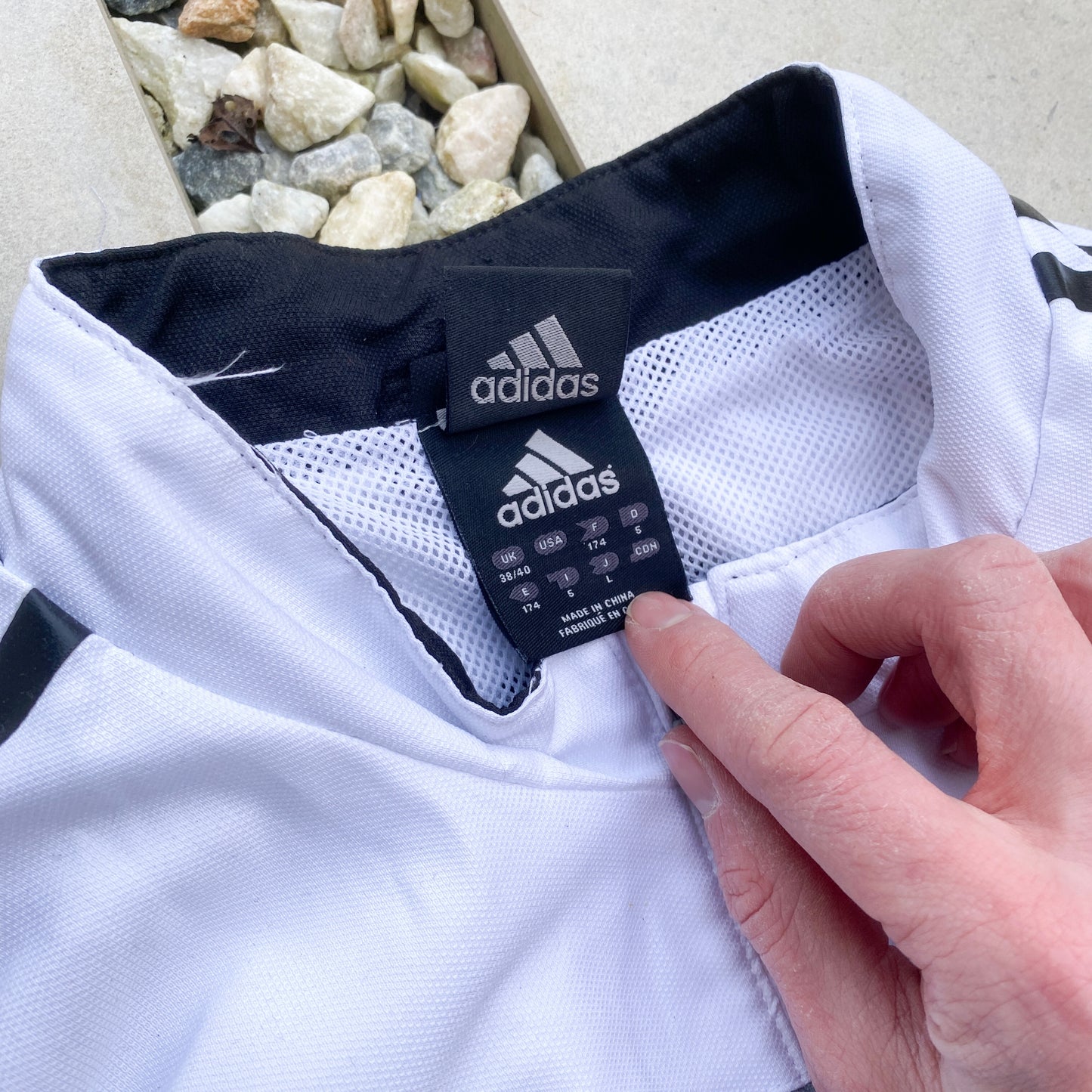 2004/05 Adidas Real Madrid Piping Tracksuit Jacket + Joggers Set White Large
